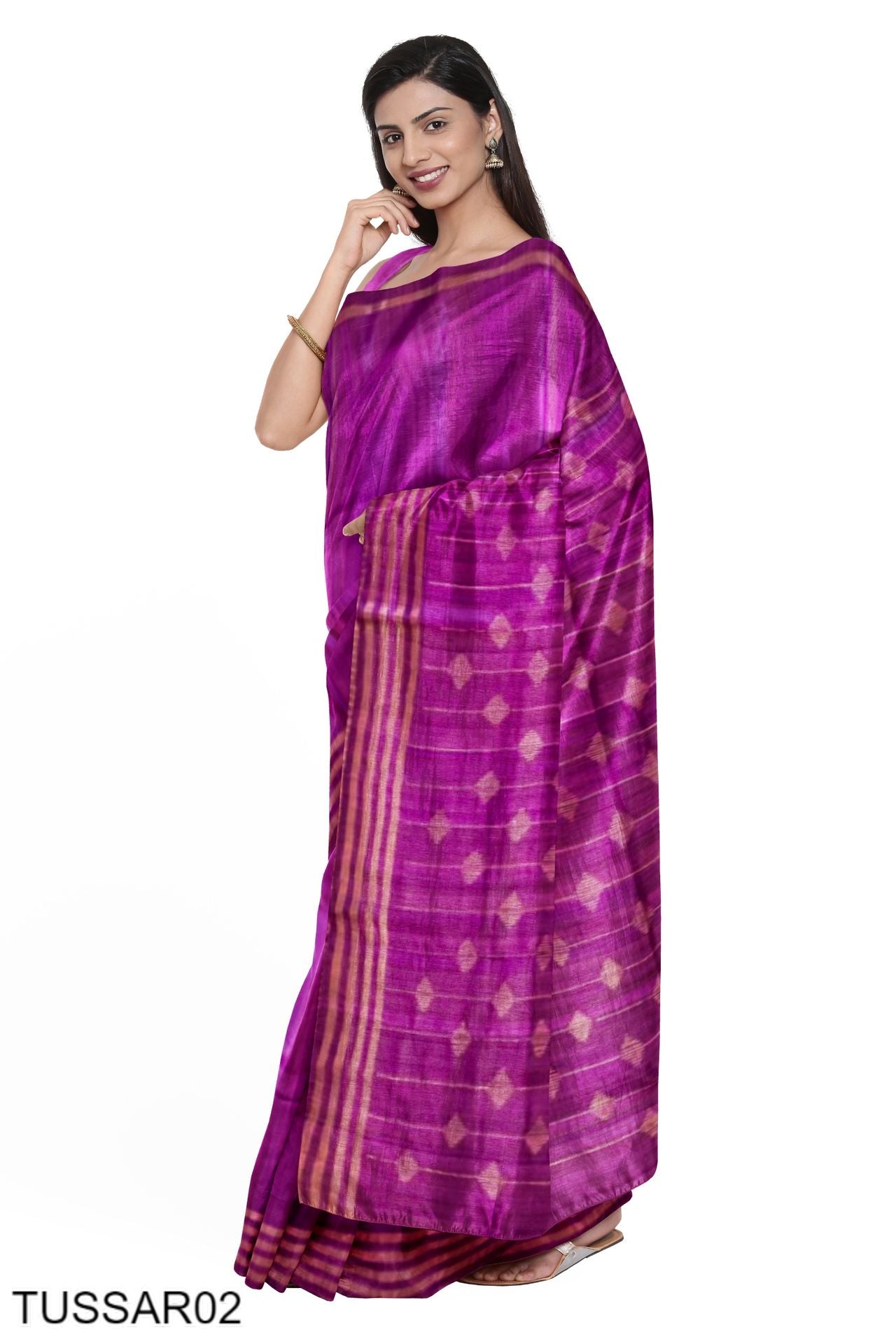 AATMAMOH Magenta Tussar silk handloom saree…