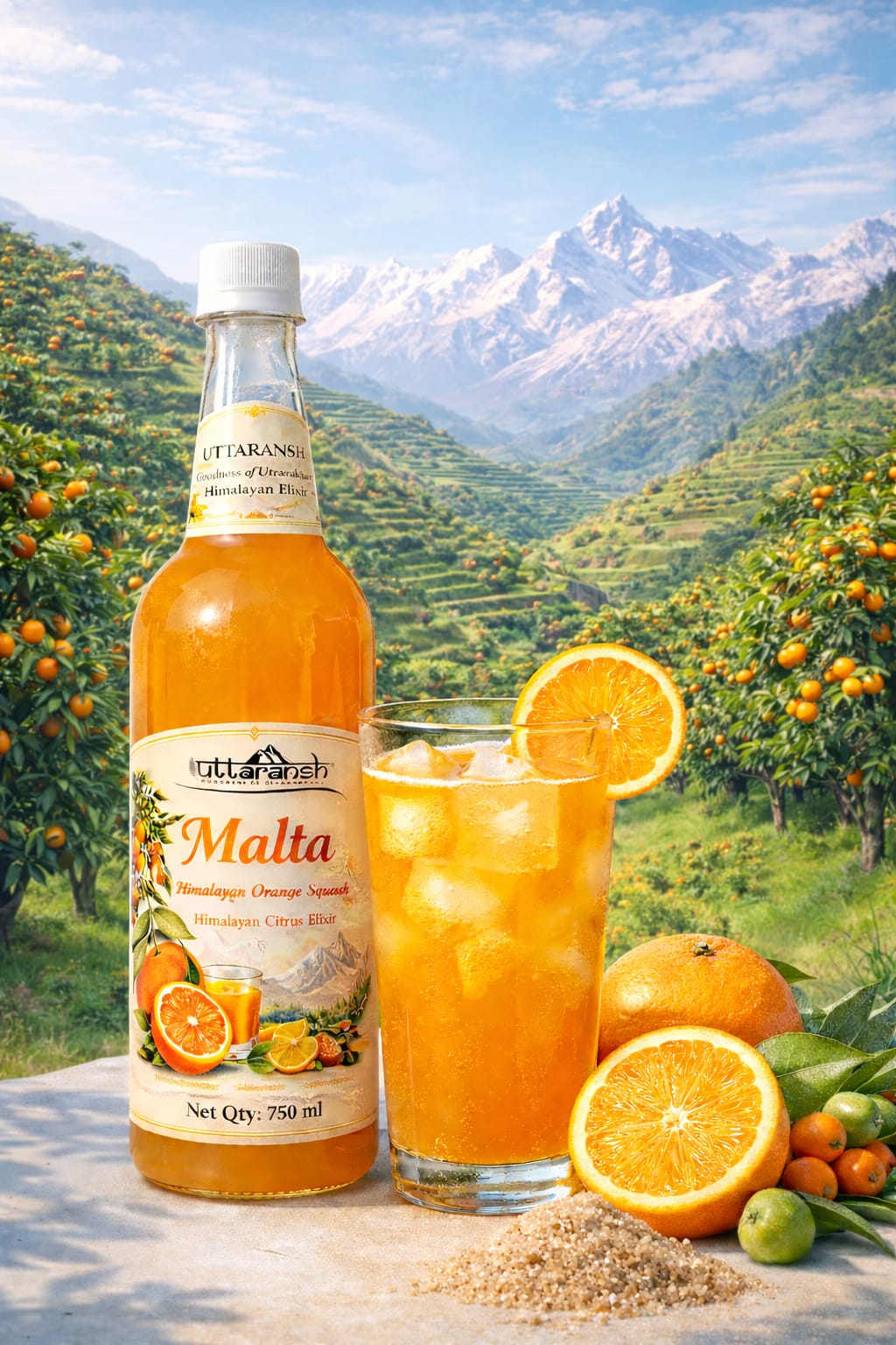 Uttaransh Malta (Himalayan Orange ) Squash Made with Natural Khandsari 750ml