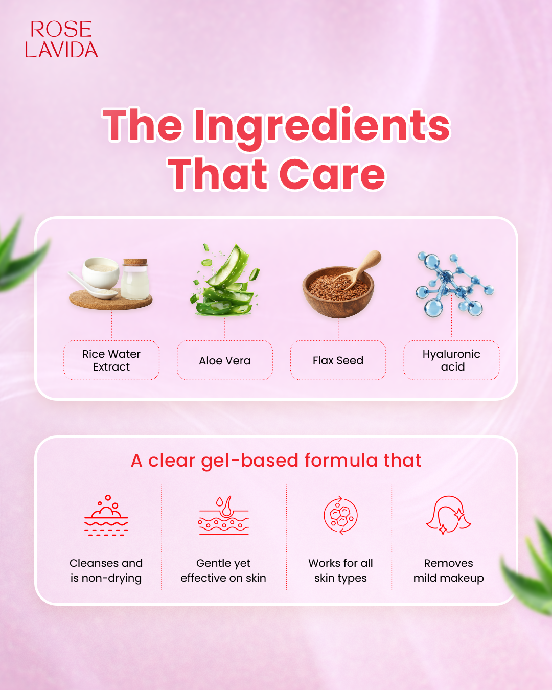 Rose Lavida Ayurvedic Rice Aloe Radiance Cleanser + Natural Glow Vitamin C Face Moisturizer | With 8 Plant Herbs | Gentle Non-drying Cleanser, Deeply Hydrating Moisturizer | Nature's Glow Combo | For All Skin Types