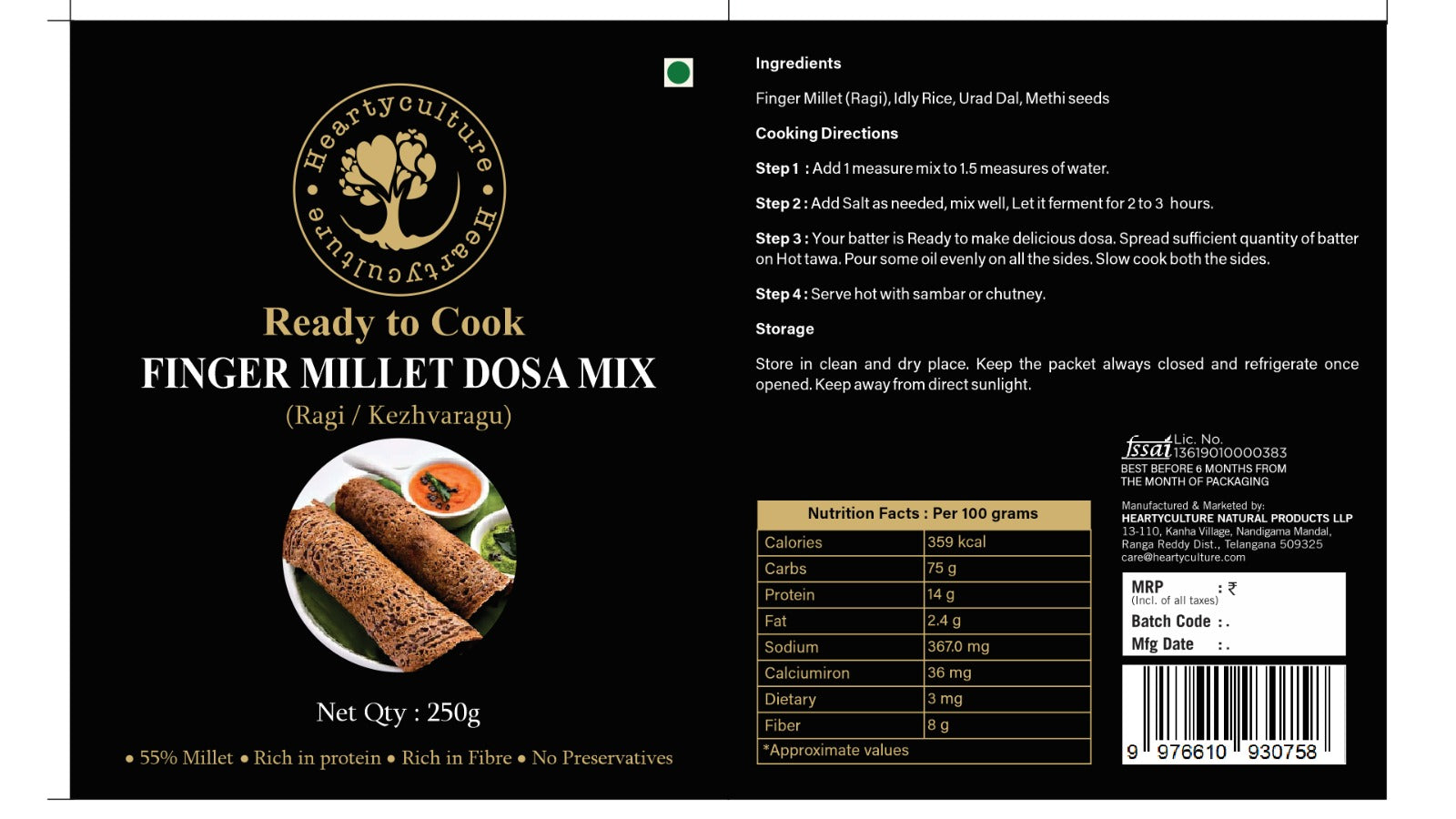 Finger Millet Dosa Mix 250 G