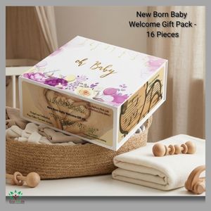 Eco life New born baby Toxic free Undyed and Unbleached pure Cotton Welcome Gift Pack - 16 Pieces