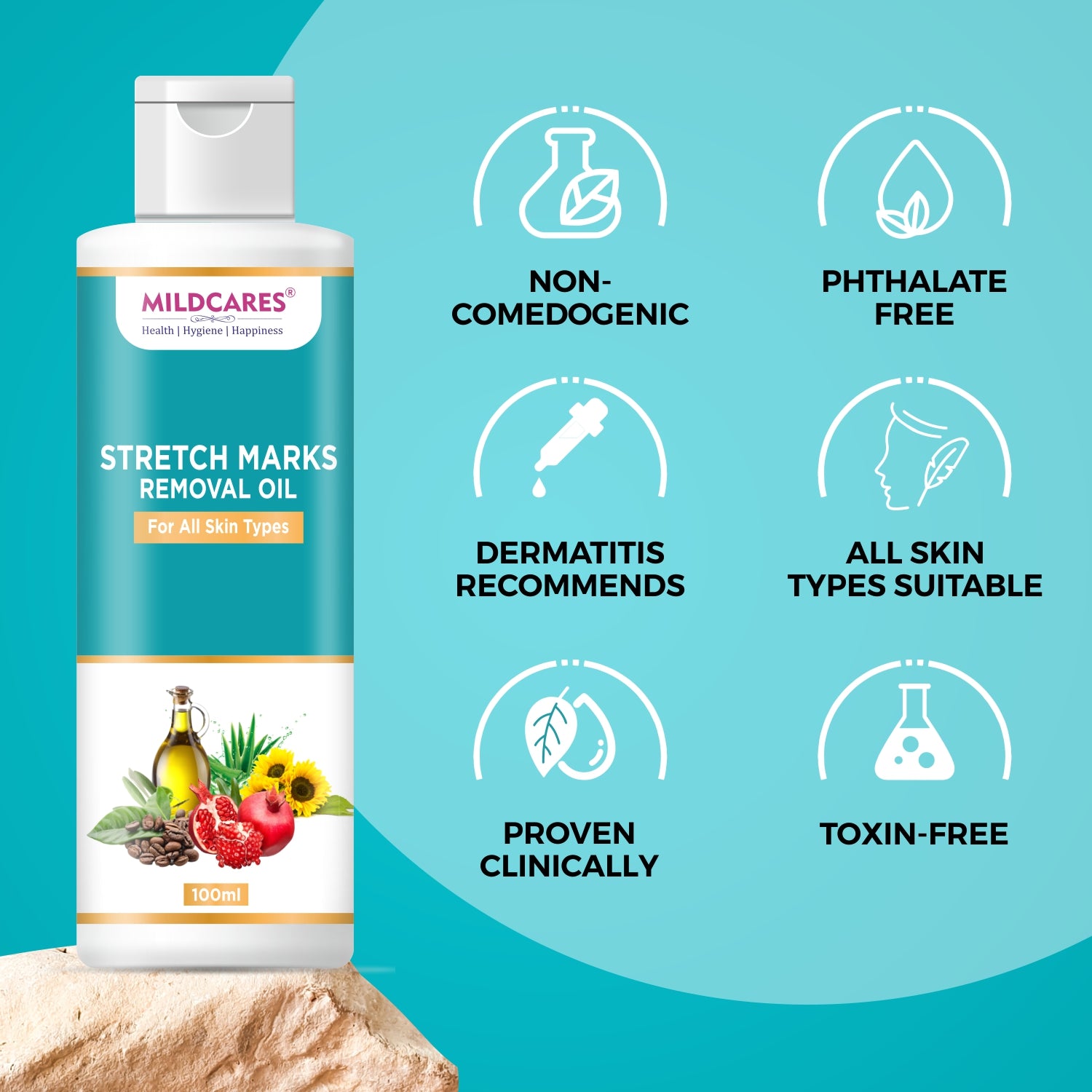 Mildcares Stretch Mark Removal Oil (100ml) With Goodness of Sunflower Oil, Vitamin C