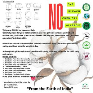 Eco life New born baby Toxic free Undyed and Unbleached pure Cotton Welcome Gift Pack - 16 Pieces