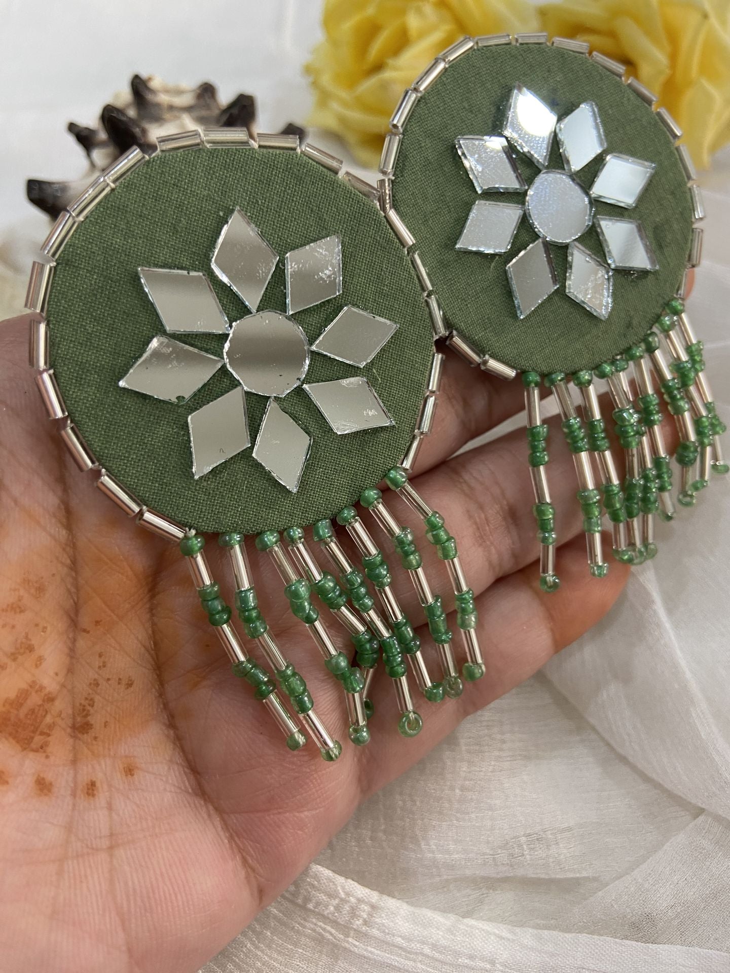 Laadli Handmade-Lakshmi- Mirror Handmade Earrings