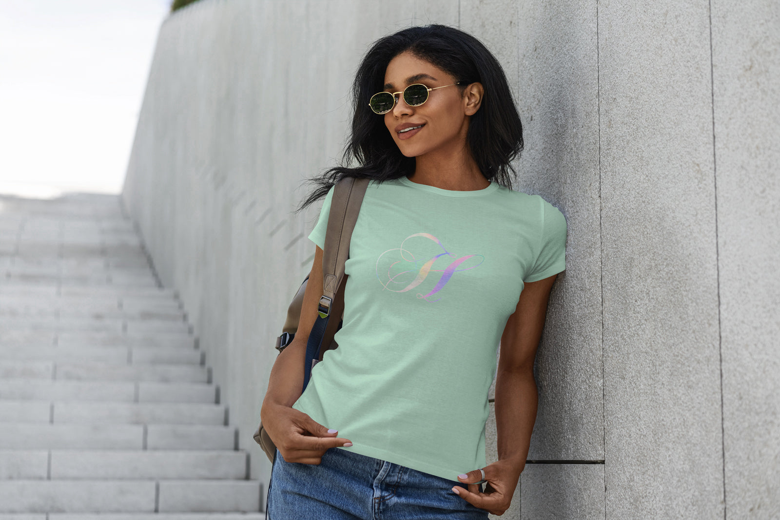 Mint with Holographic H Woman Tee