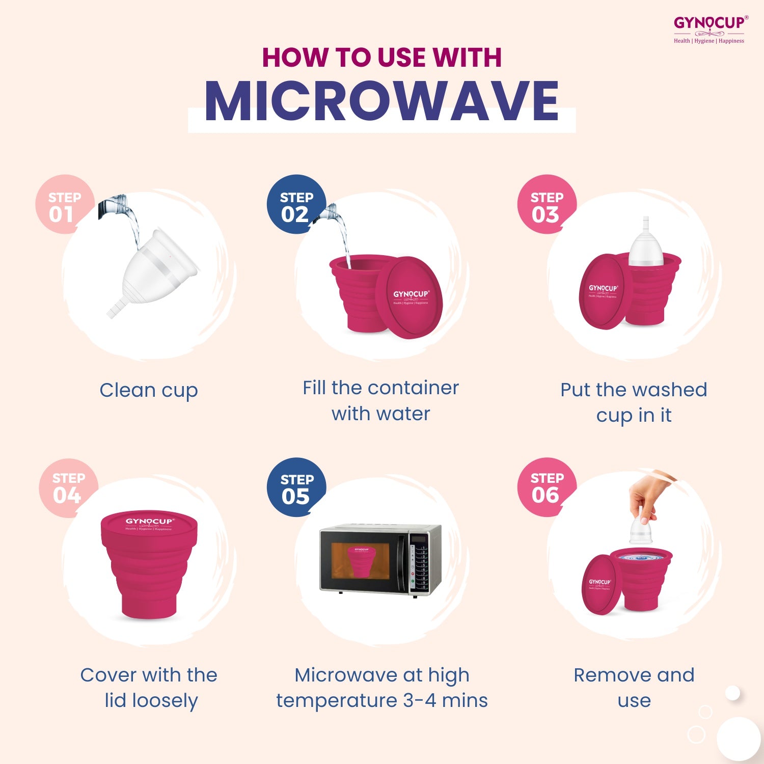 Gynocup Collapsible Silicone Cup Menstrual Cup Sterilizer | Kills 99% of Germs in 2 Minutes | Microwave Friendly - 1 Unit