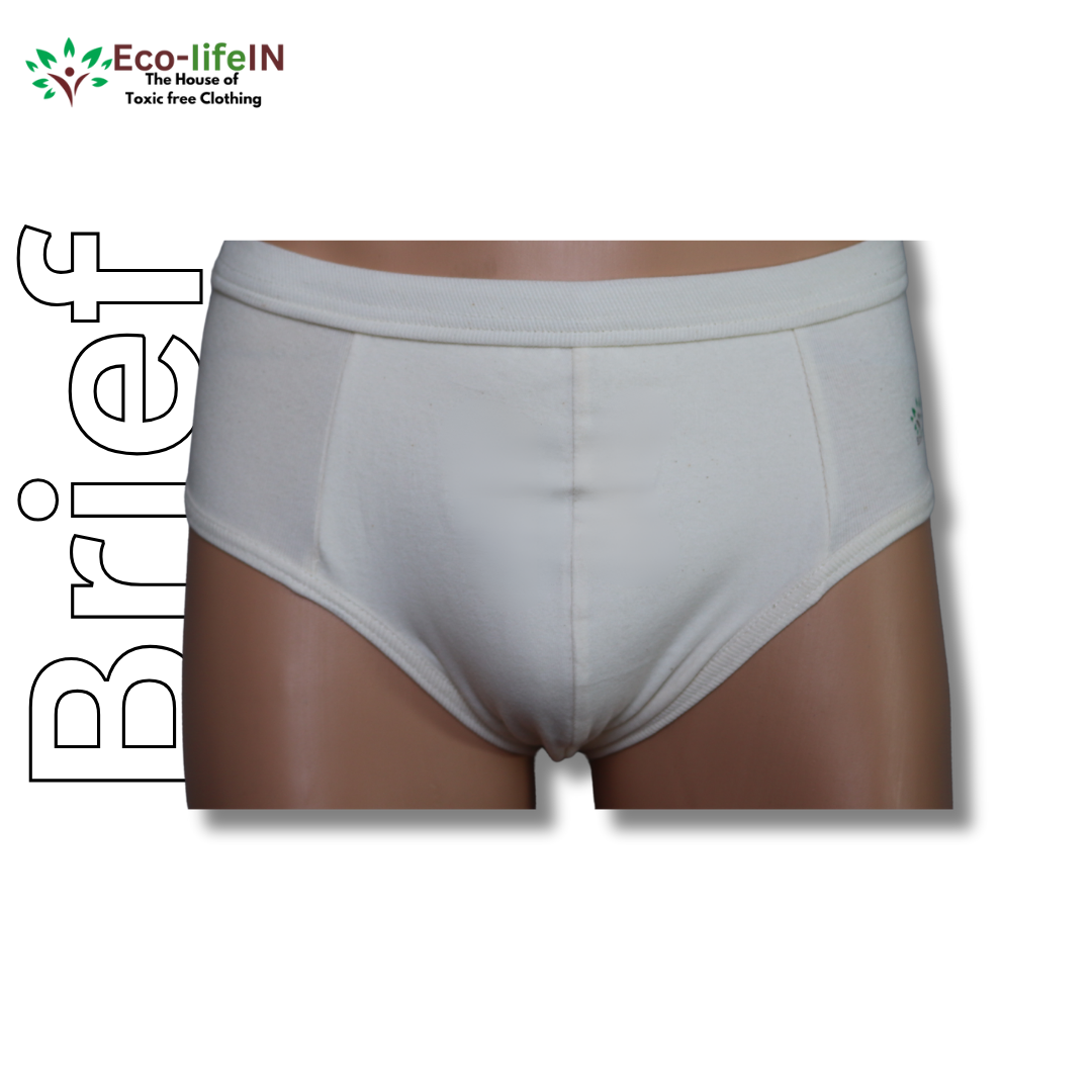 Eco life Men's Toxic free Undyed and Unbleached Pure Cotton Brief - Pack of 3