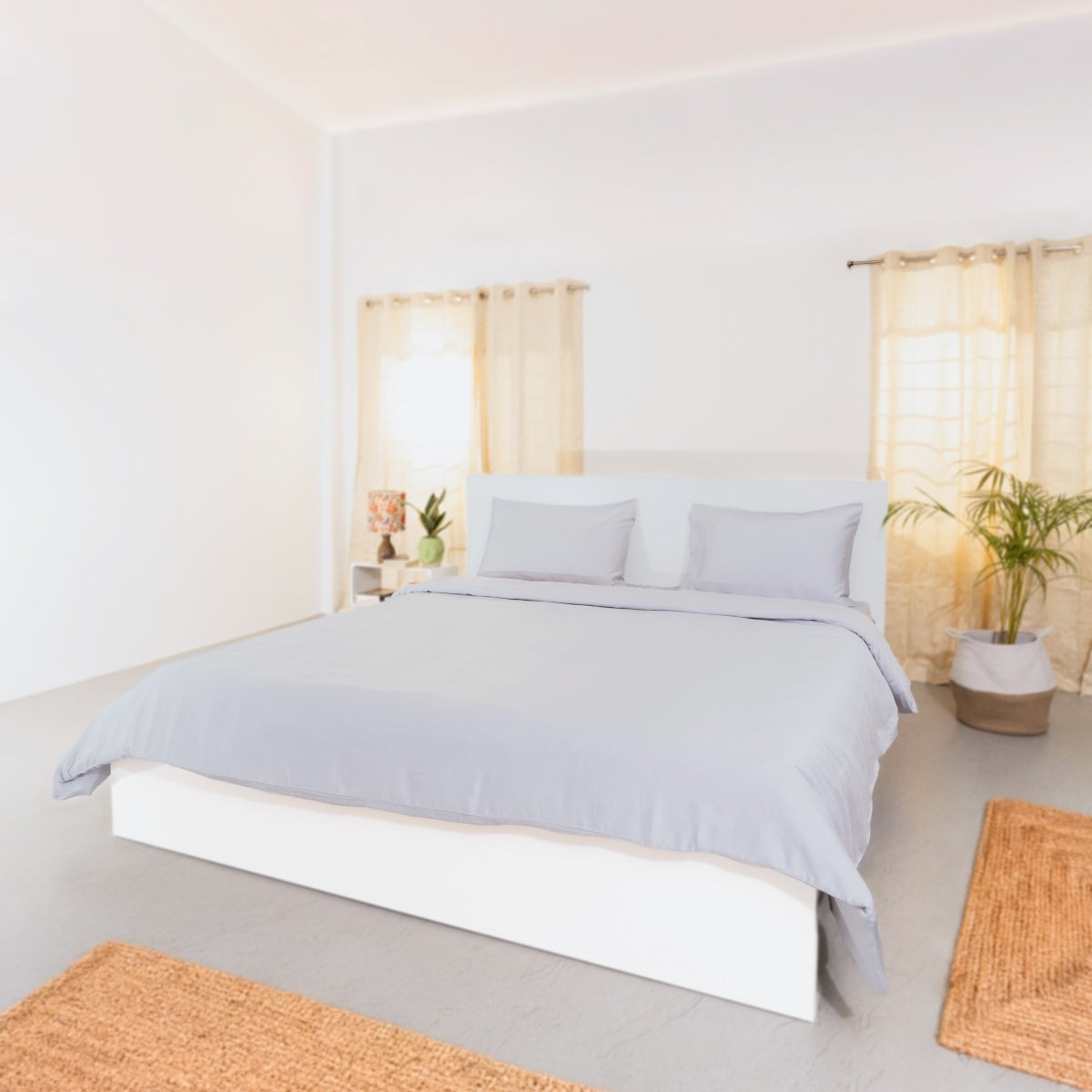 Silver Sconce, Vegan Silk Duvet Cover