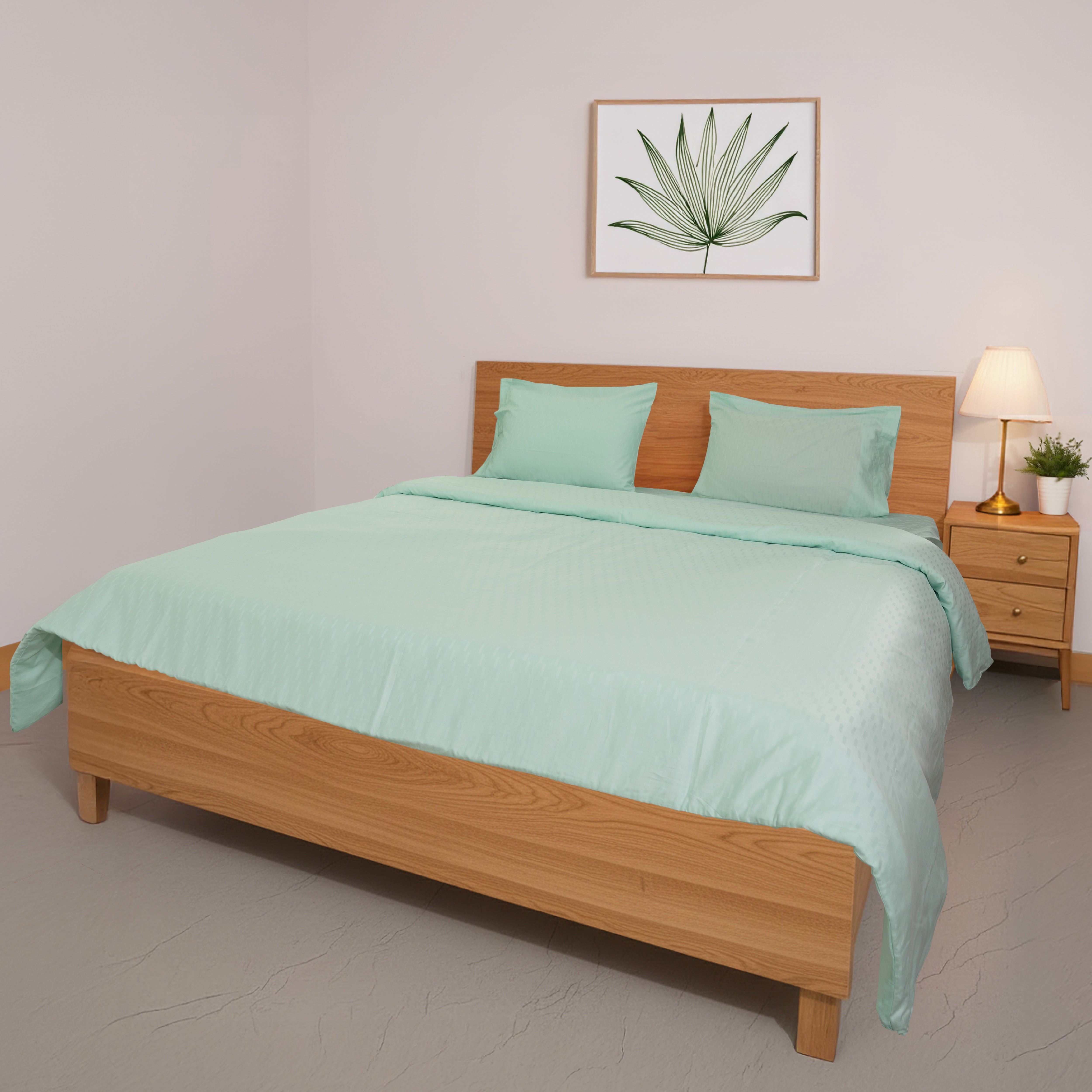 Oyvu 300 TC, 100% Cotton Step Design Bedsheet Set & Duvet Cover