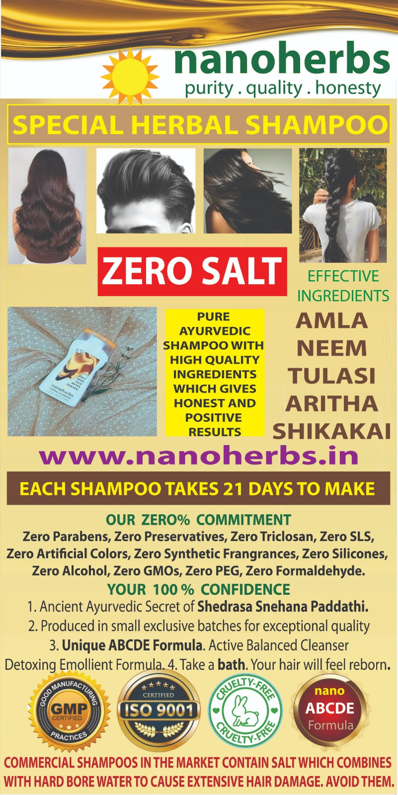 NANOHERBS HERBAL SHAMPOO (SPECIAL HANDMADE HERBAL SHAMPOO) SET OF 2+ 1 FREE 200ML