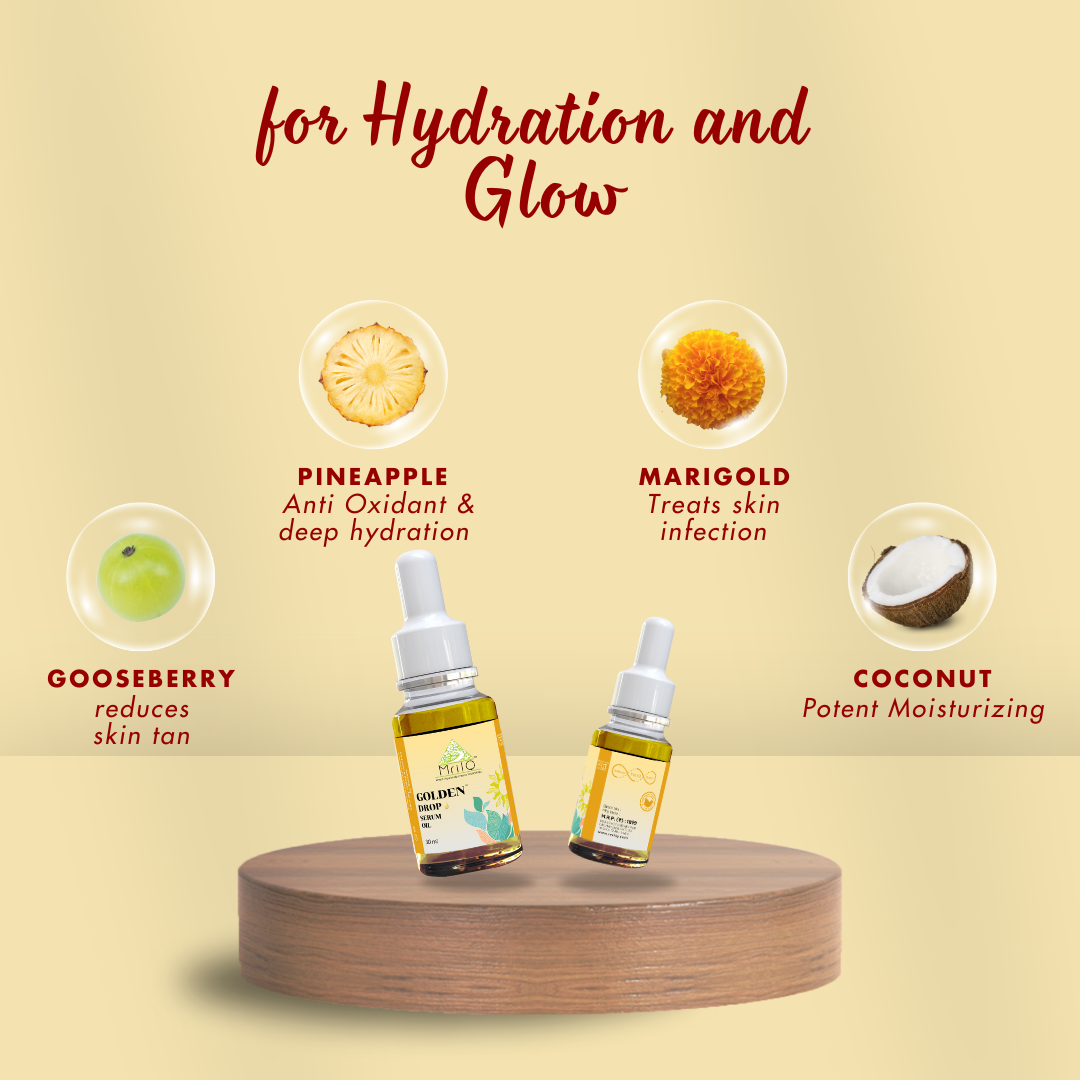 MrilQ Golden Drop Serum Oil | Instant Glow & Hydration| Vit C Serum | All Skin Types