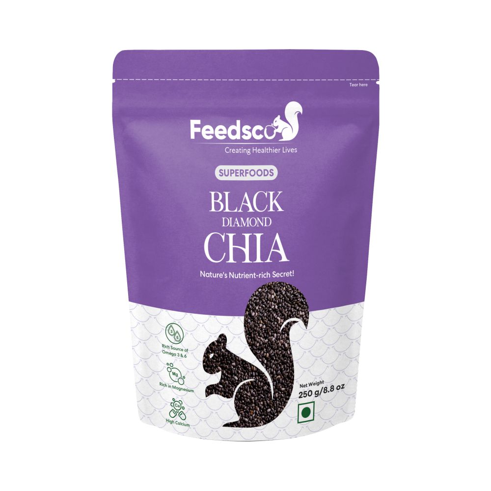 Feedsco Black Chia Seeds | Non-GMO and Fiber Rich Seed | Immunity Booster 250 (Pack of 2)