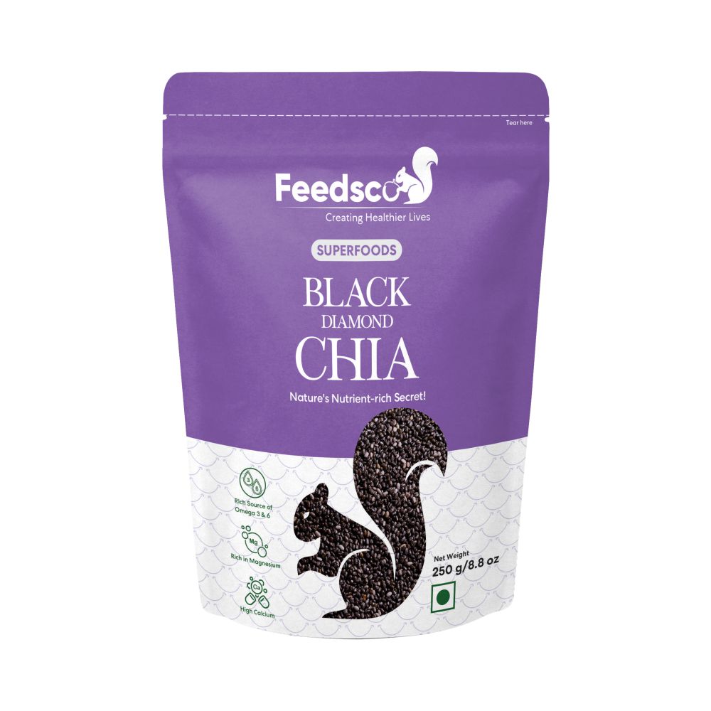 Feedsco Black Chia Seeds | Non-GMO and Fiber Rich Seed | Immunity Booster 250 (Pack of 2)