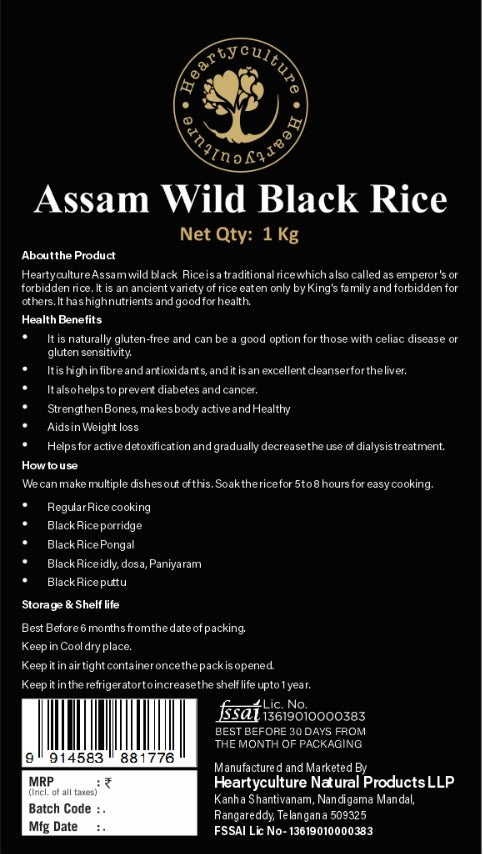 Heartyculture Assam Wild Black Rice - The Emperor's Secret