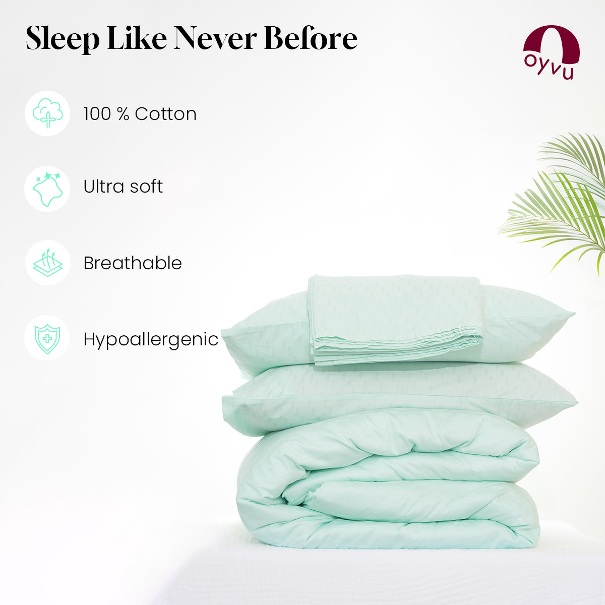 Moonlight Jade, 300TC, Step Design Bedsheet Set