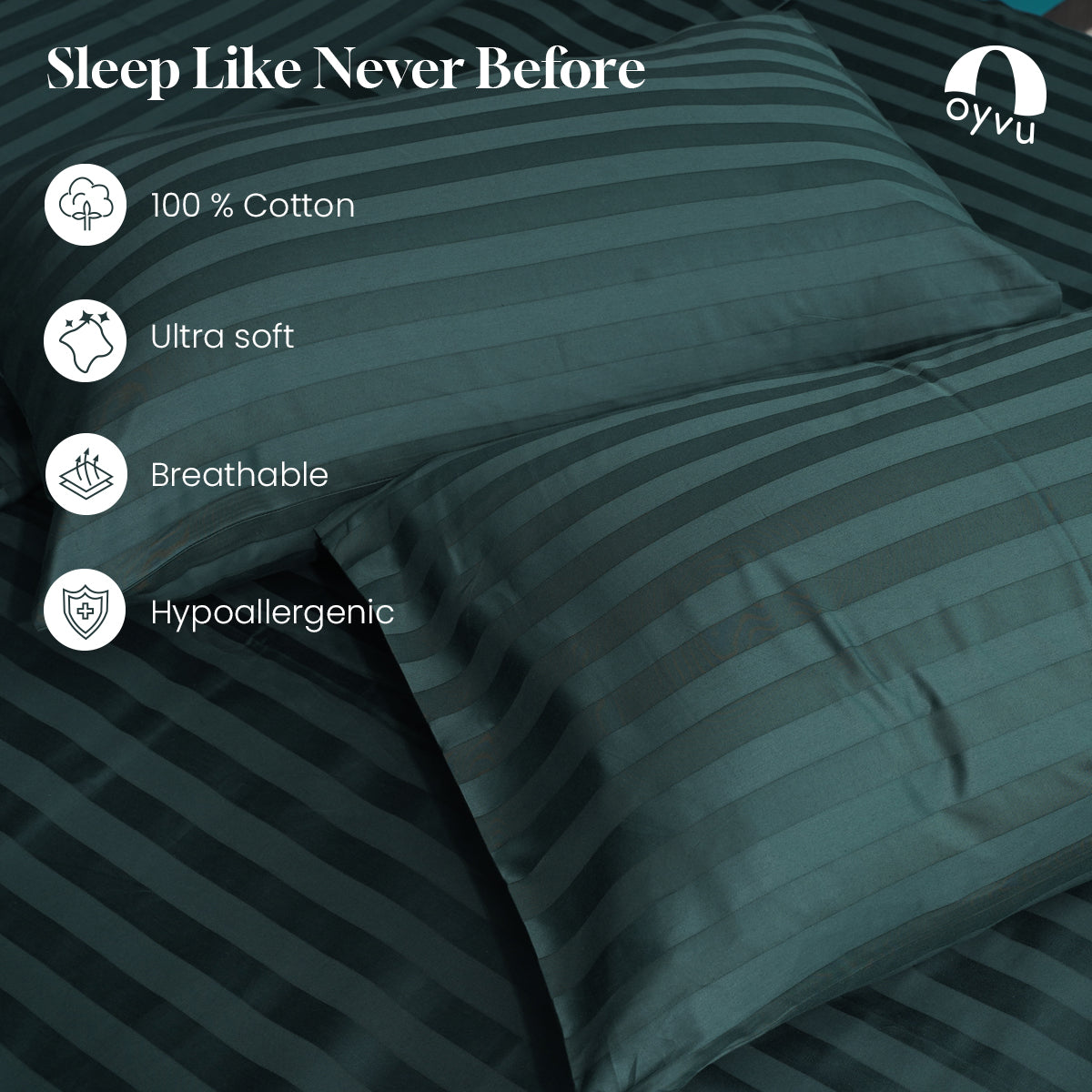 Green Gables, 500TC, Stripes Bedsheet Set