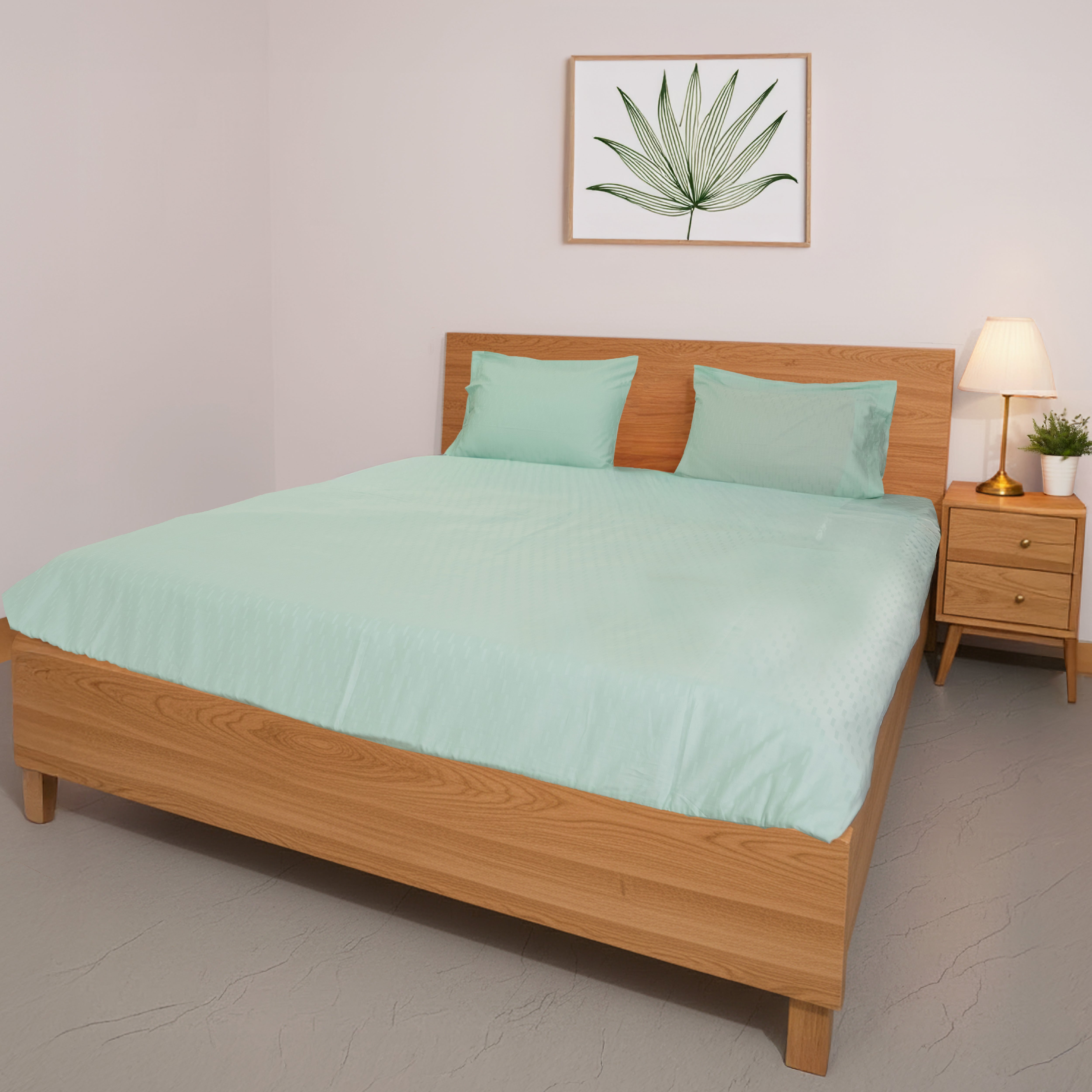 Oyvu 300 TC, 100% Cotton Step Design Bedsheet Set & Duvet Cover