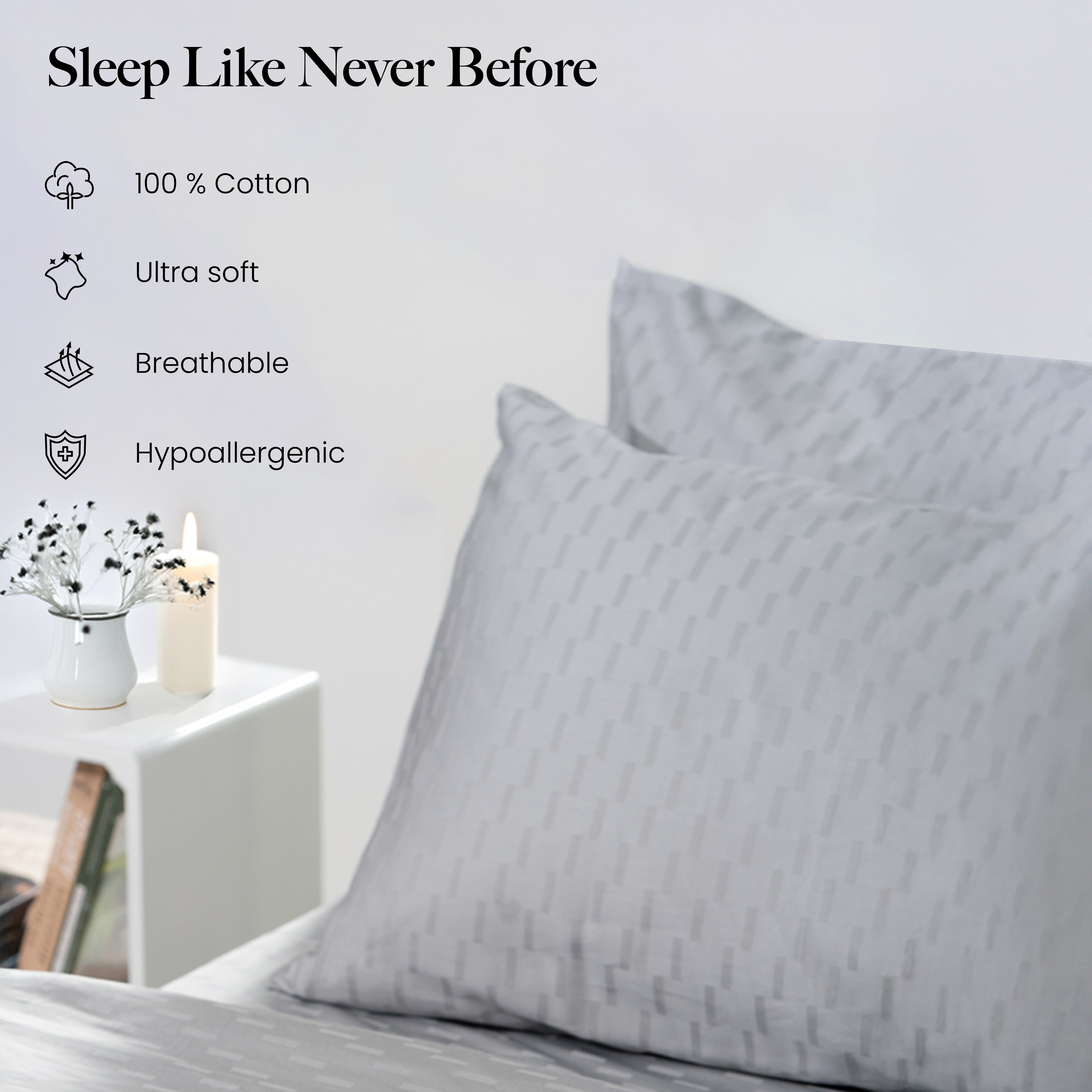 Oyvu 300 TC, 100% Cotton Step Design Bedsheet Set & Duvet Cover