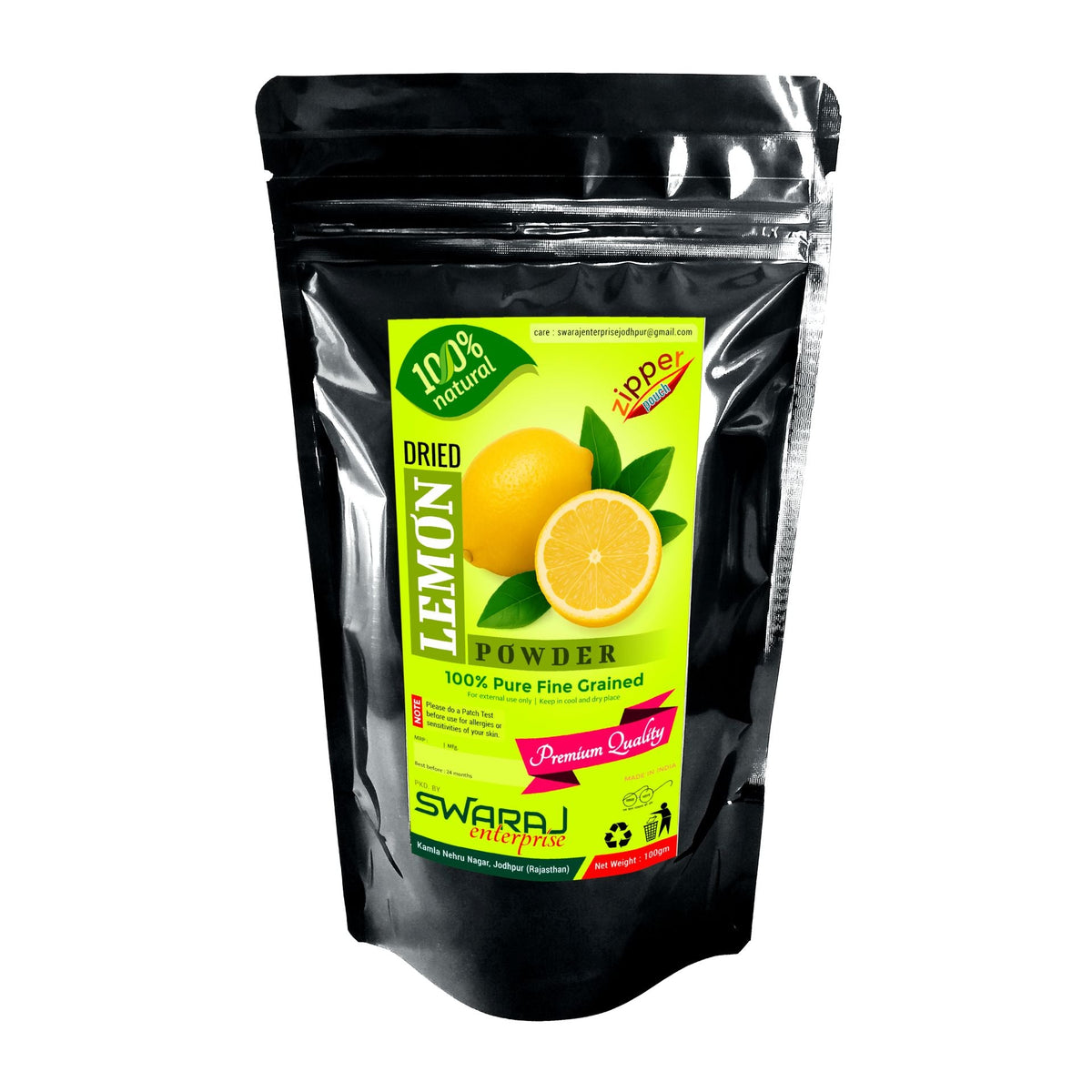 SwarajKart Dried Lemon Powder (100gm Zipper SUP Pouch)