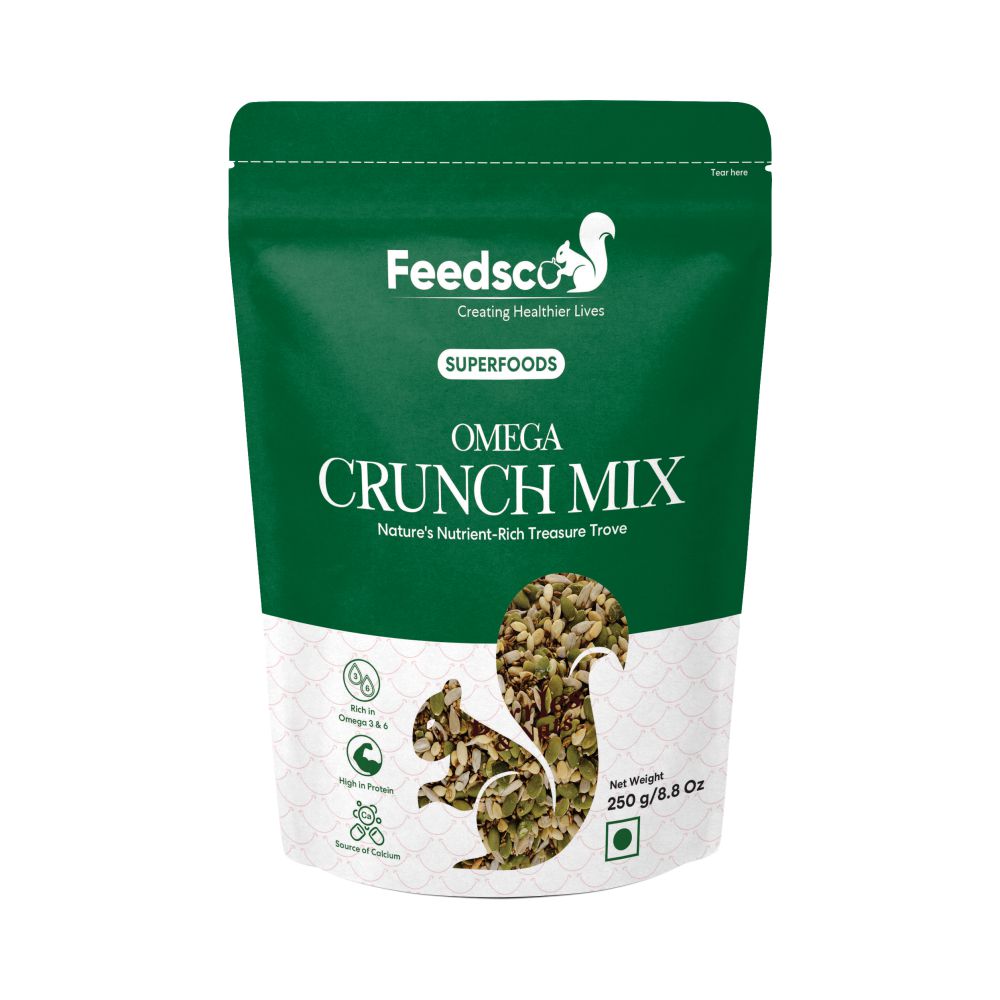 Feedsco Omega Crunch Mix seeds for Eating Mix 250Gms (Pack of 2)