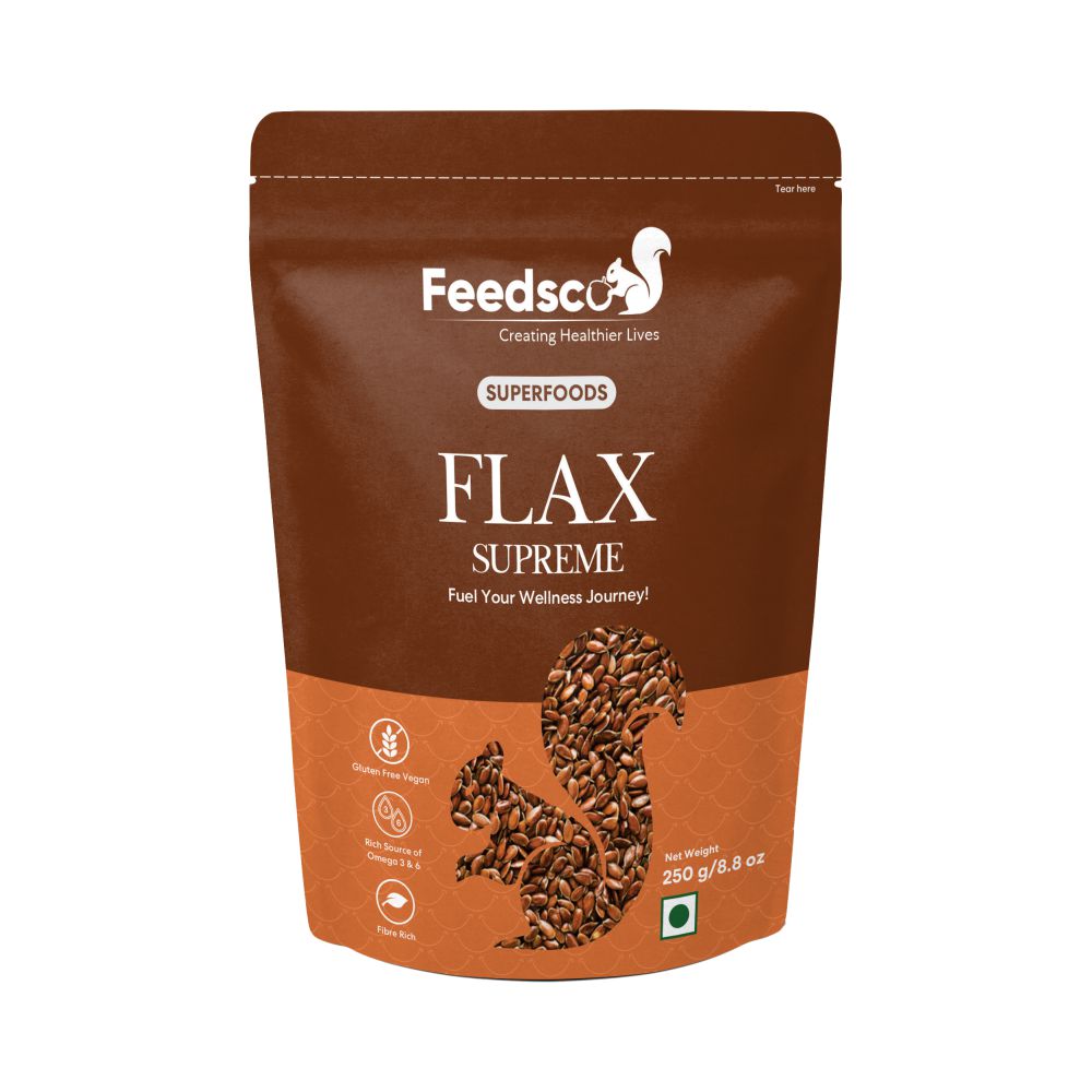 Feedsco Flax Supreme Flax Seeds - Non GMO Alsi Seeds | Rich in Fibre & Omega -3| Diet 250 Gms (Pack of 2)