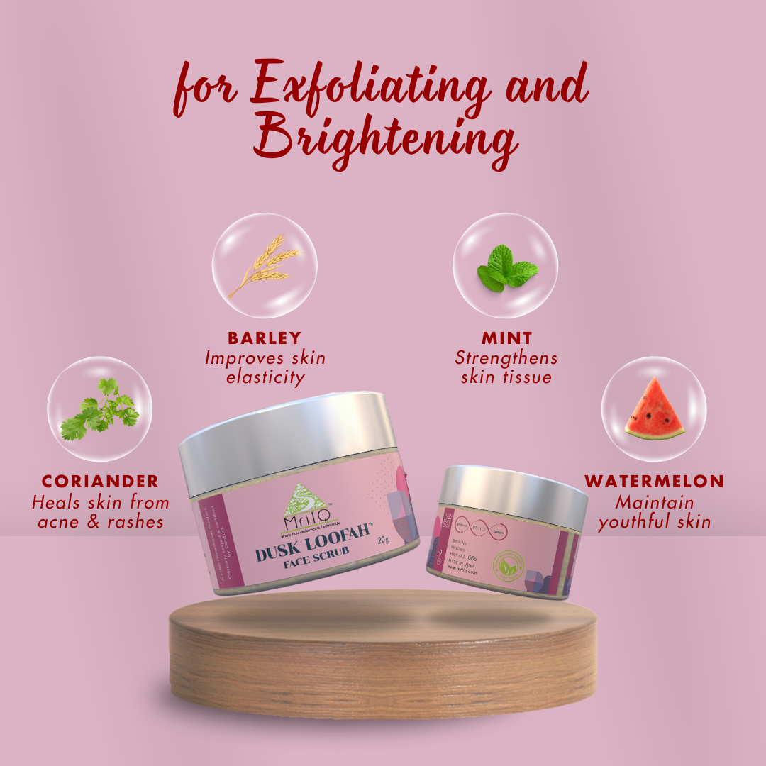 MrilQ Dusk Face Loofah | Exfoliator & Scrub | Acne, Pimple, Scars, Marks & Oil Control | Sensitive, Oily, Combination skin