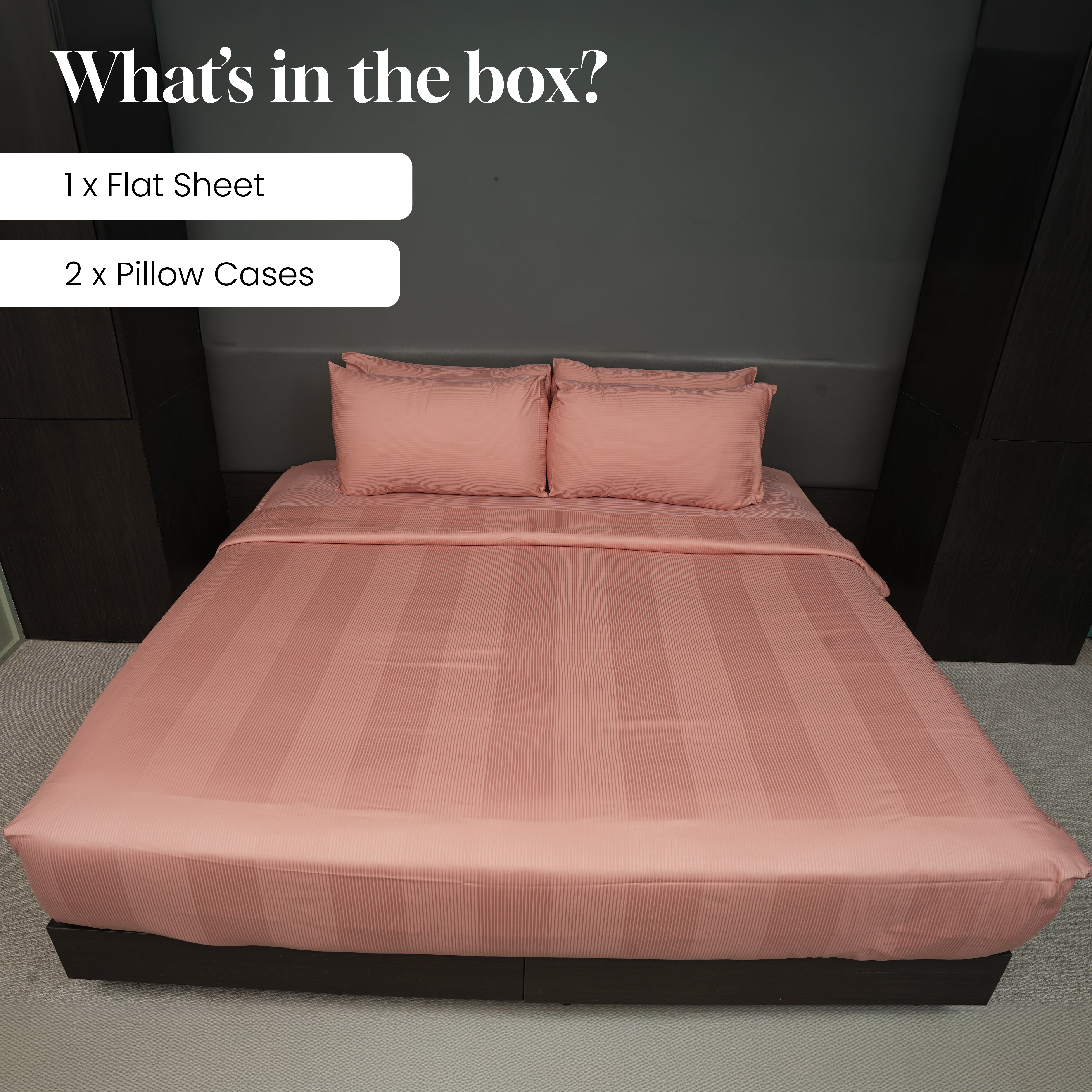 Rose Tan, 300TC, Stripes Bedsheet Set