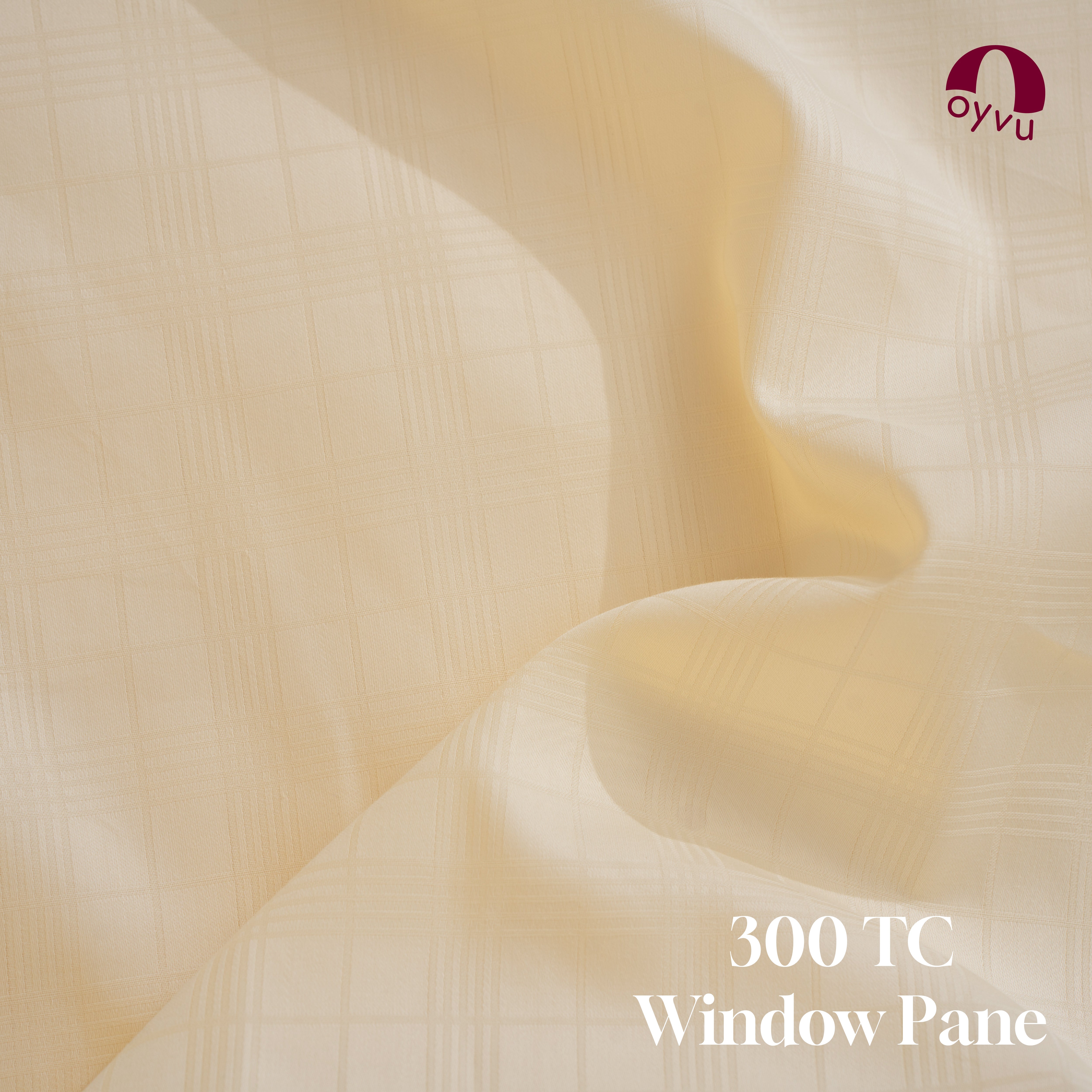 Bone White, 300TC, Window Pane Bedsheet Set