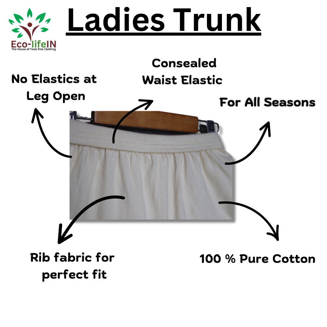 Eco life Women's Toxic free Undyed and Unbleached pure Cotton Boy Trunk (Boy Shorts) - Pack of 3