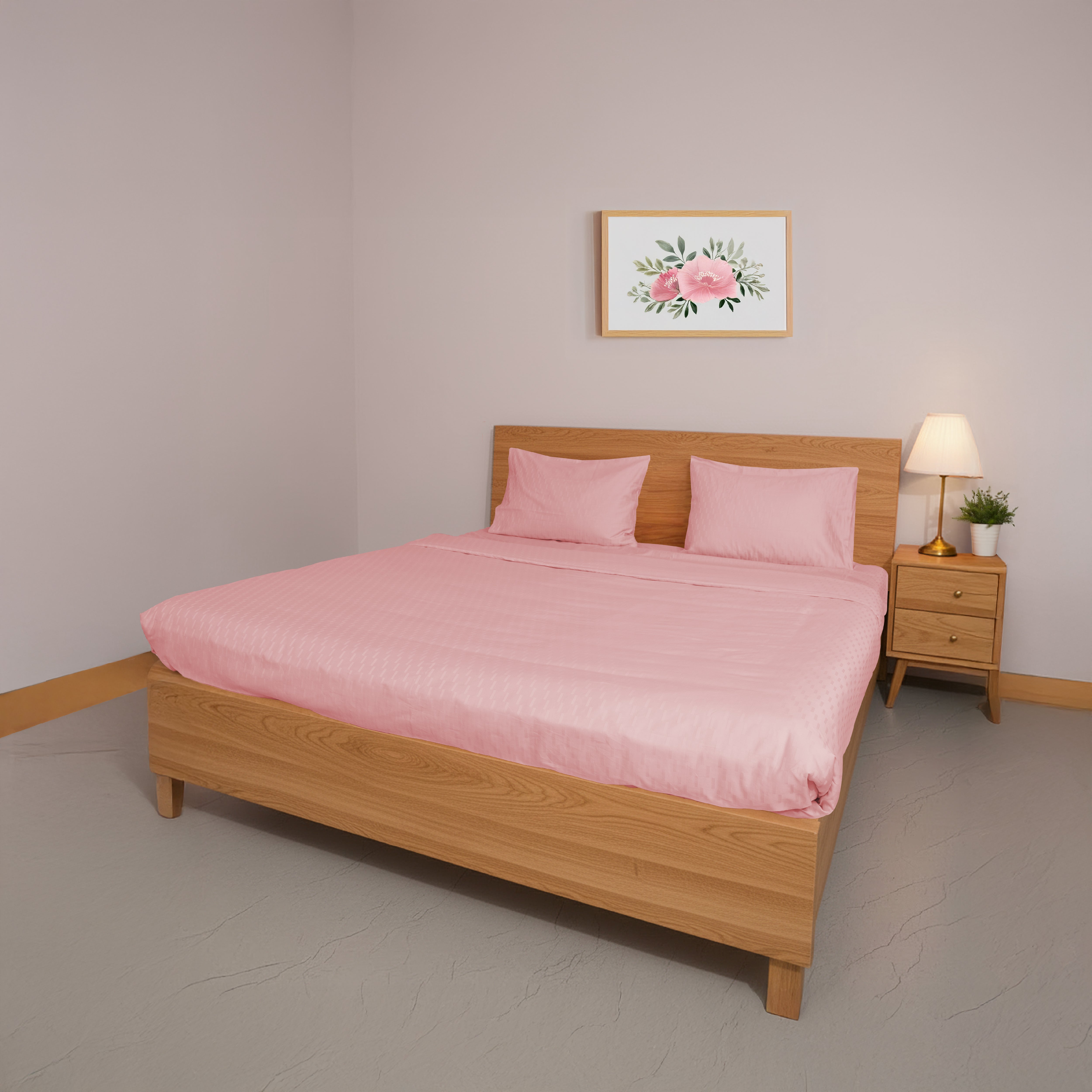 Oyvu 300 TC, 100% Cotton Step Design Bedsheet Set & Duvet Cover