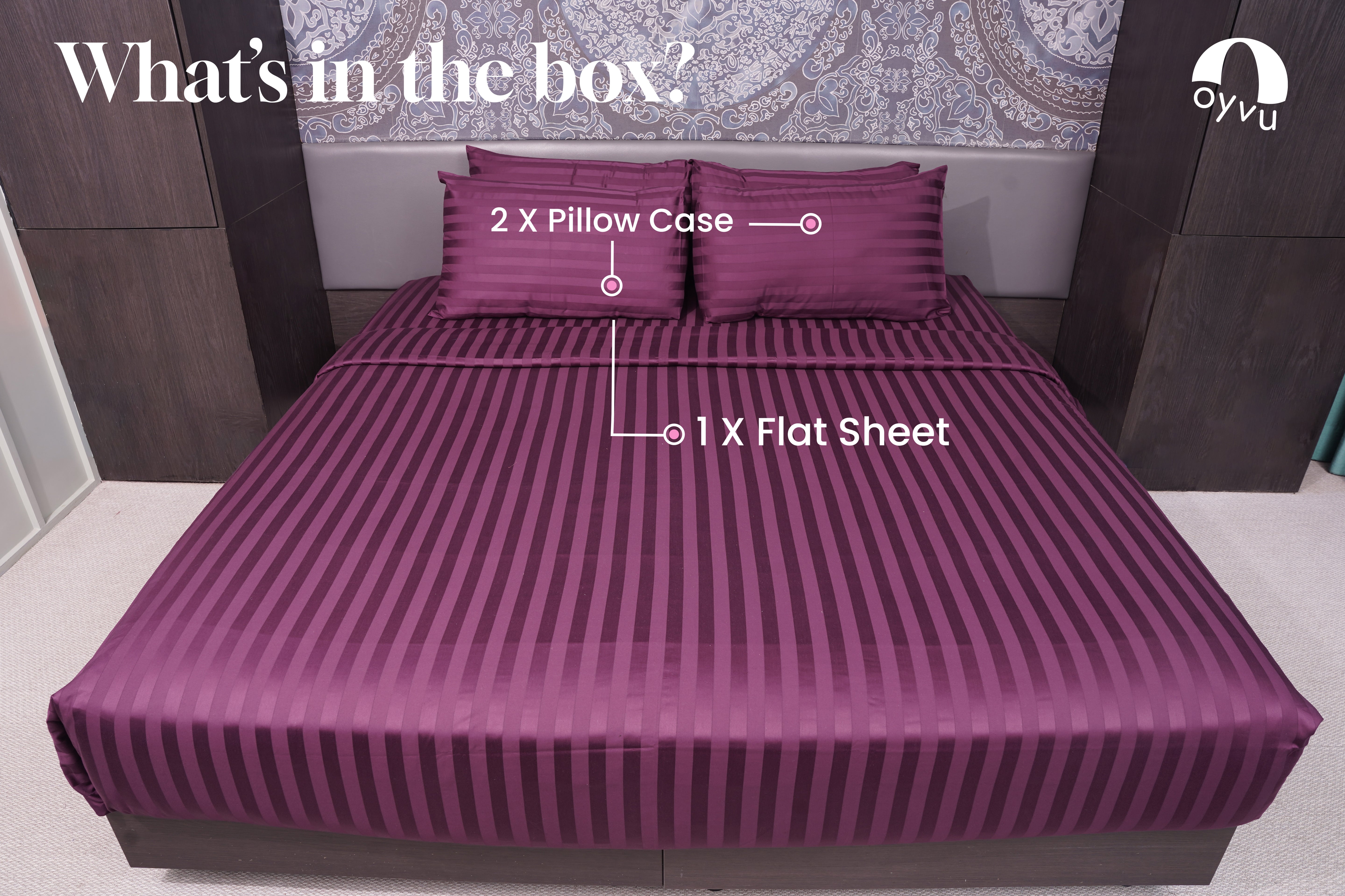 Crown Jewel, 500TC, Stripes Bedsheet Set