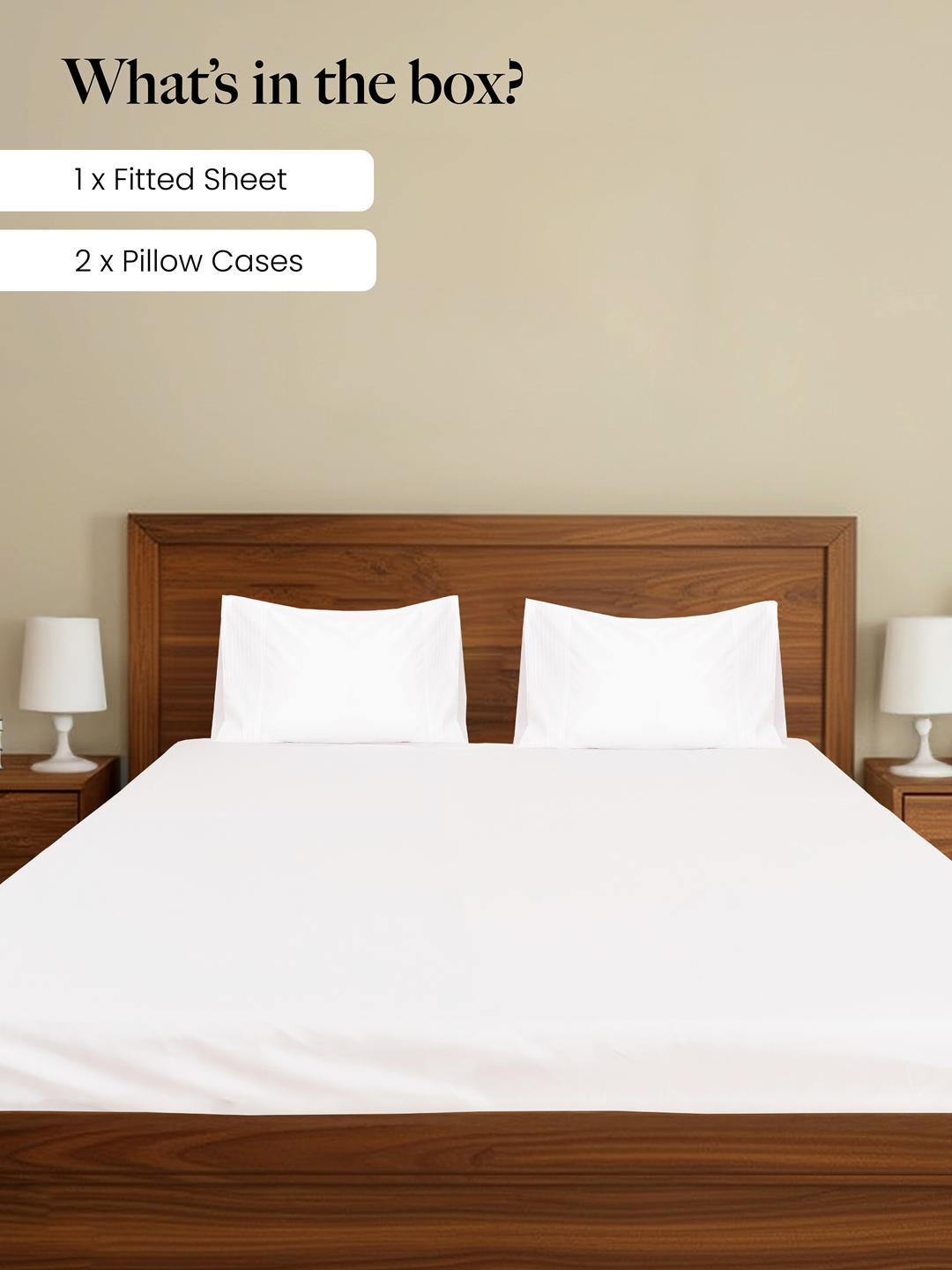 Pintuck on White Percale, 300 TC Bedsheet Set