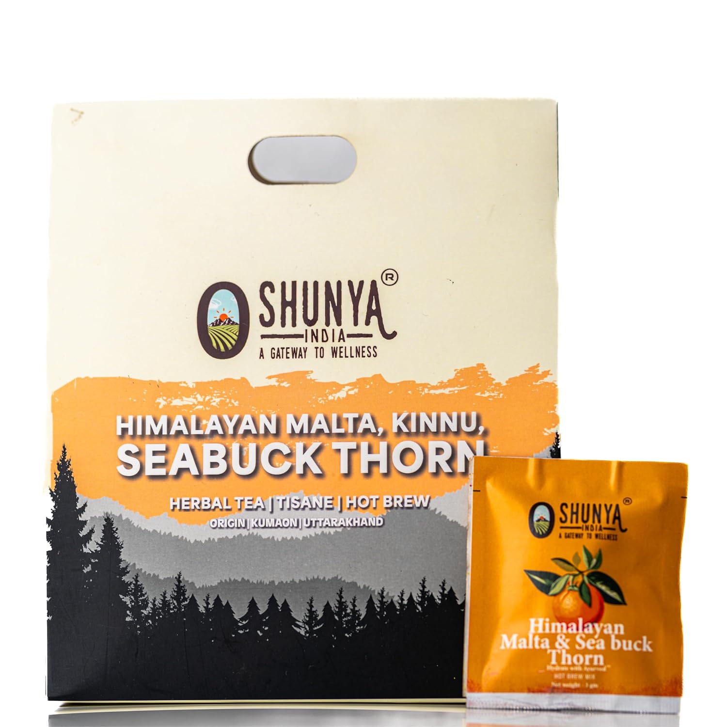 Shunya India® Orange, Malta and Sea buckthorn Tea (20 Tea Bags, 3 Gm Each) - Herbal Infusion Tea Tisane Natural Antioxidant, Support Immunity, Caffeine Free