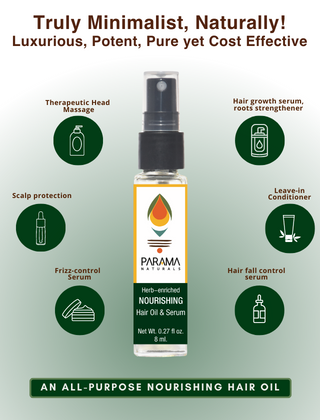 Parama Naturals Herb-enriched Nourishing Hair Oil & Serum,8ml.