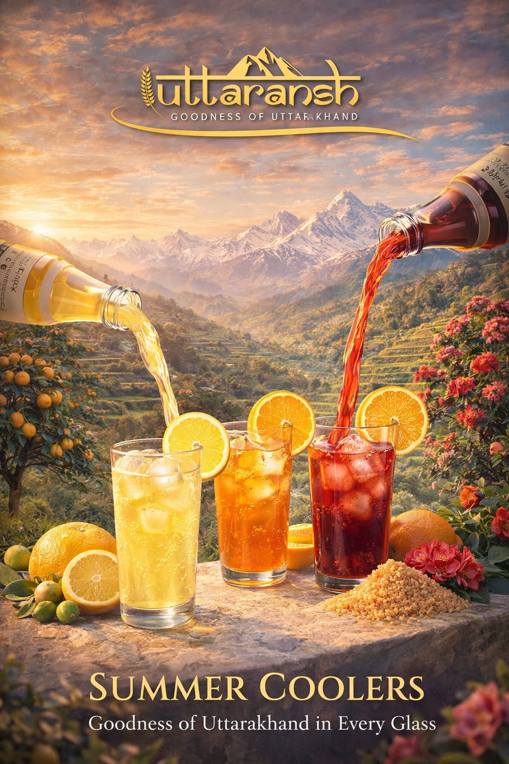 Uttaransh Himalayan Fruit Squash Trio ( Buransh_Giant Lemon_Maltta) 750ml *3
