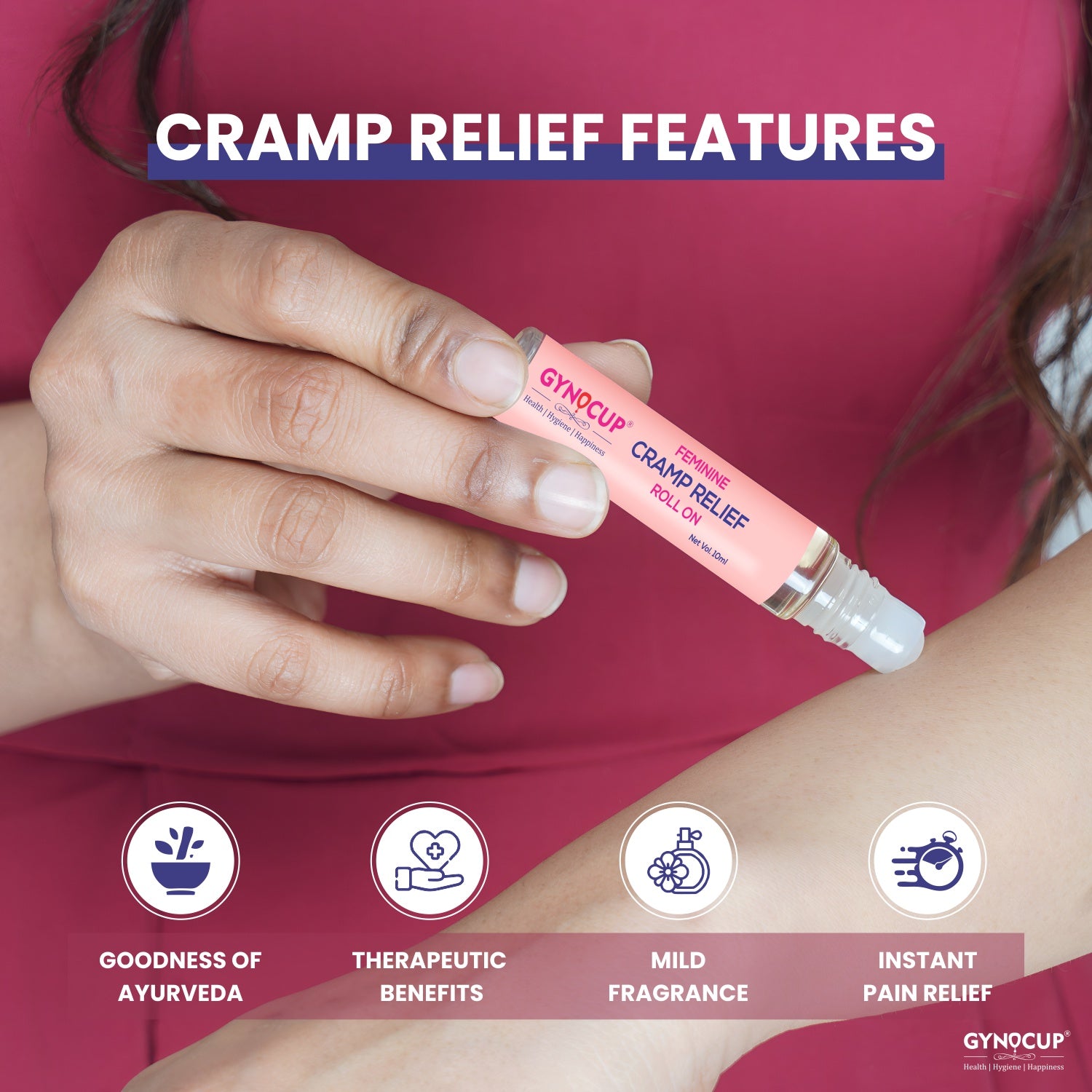 Gynocup Feminine Cramp Relief Roll On All in One (Periods, Lower Back Pain & Body Pain)