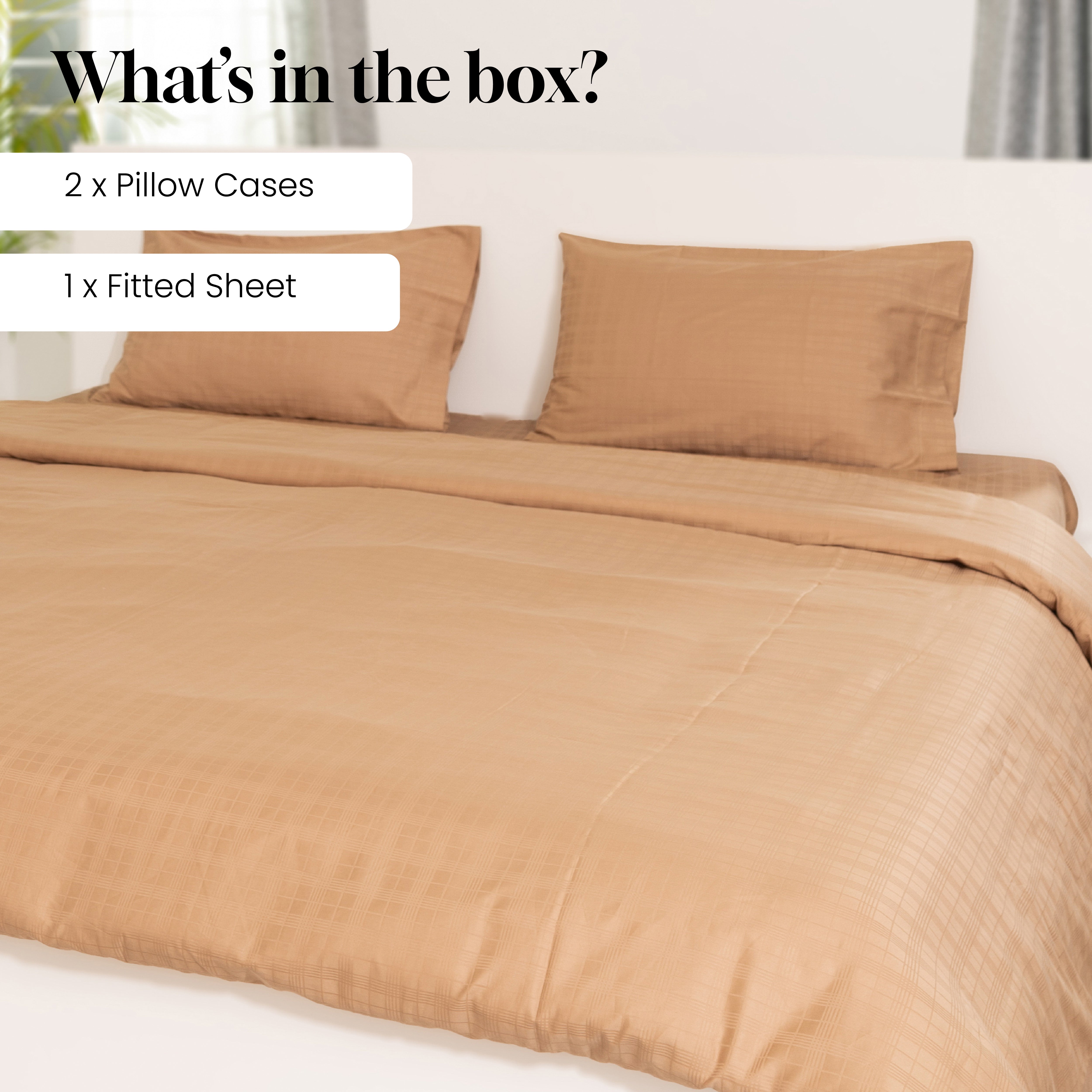 Tiger's Eye, 300TC, Window Pane Bedsheet Set