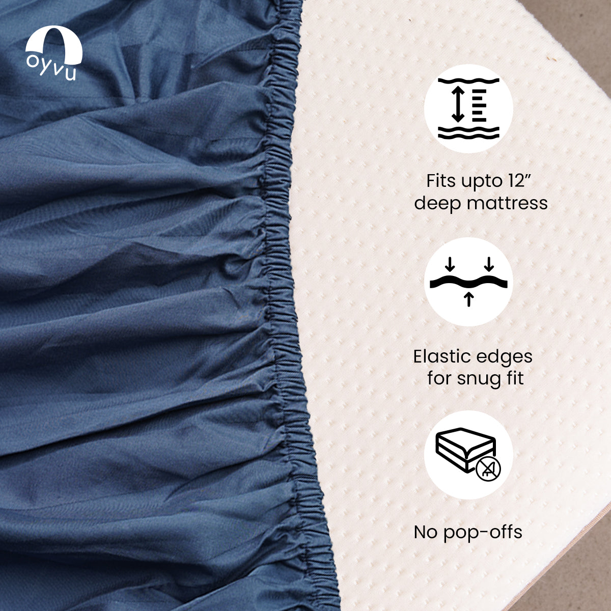 Navy Blue, 500TC, Stripes Bedsheet Set