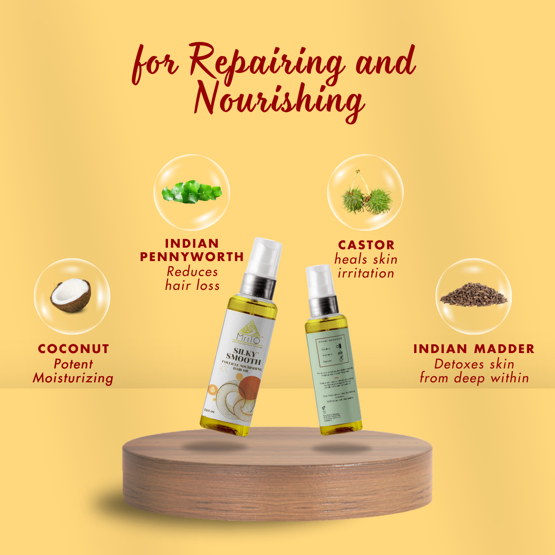 MrilQ Silky Smooth | Hair Oil | Nourishes & Strengthens Hair | Dry frizzy damaged & chemically treated hair