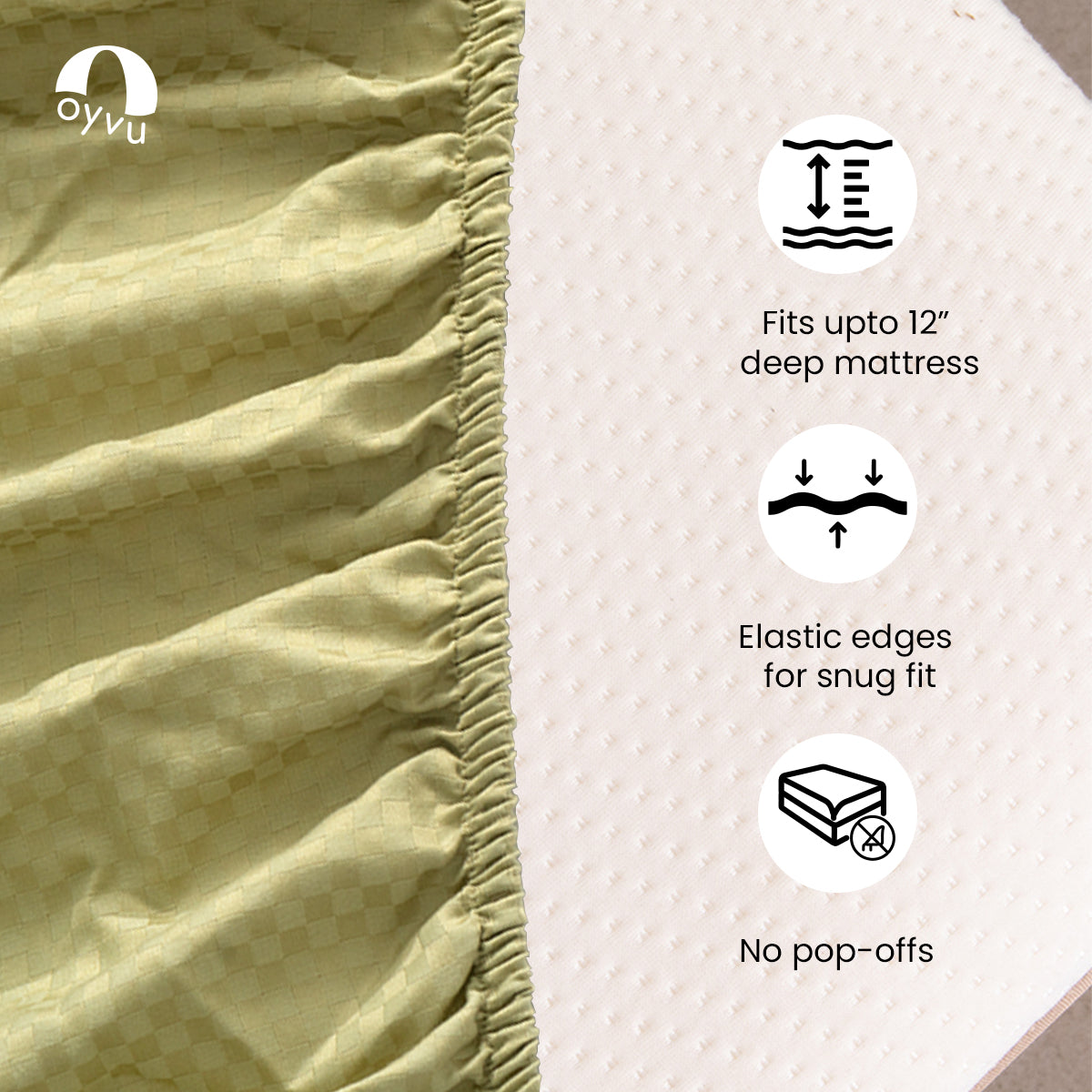 Sage Green, 400 TC, 5mm Checks, Vegan Silk Blend Bedsheet Set