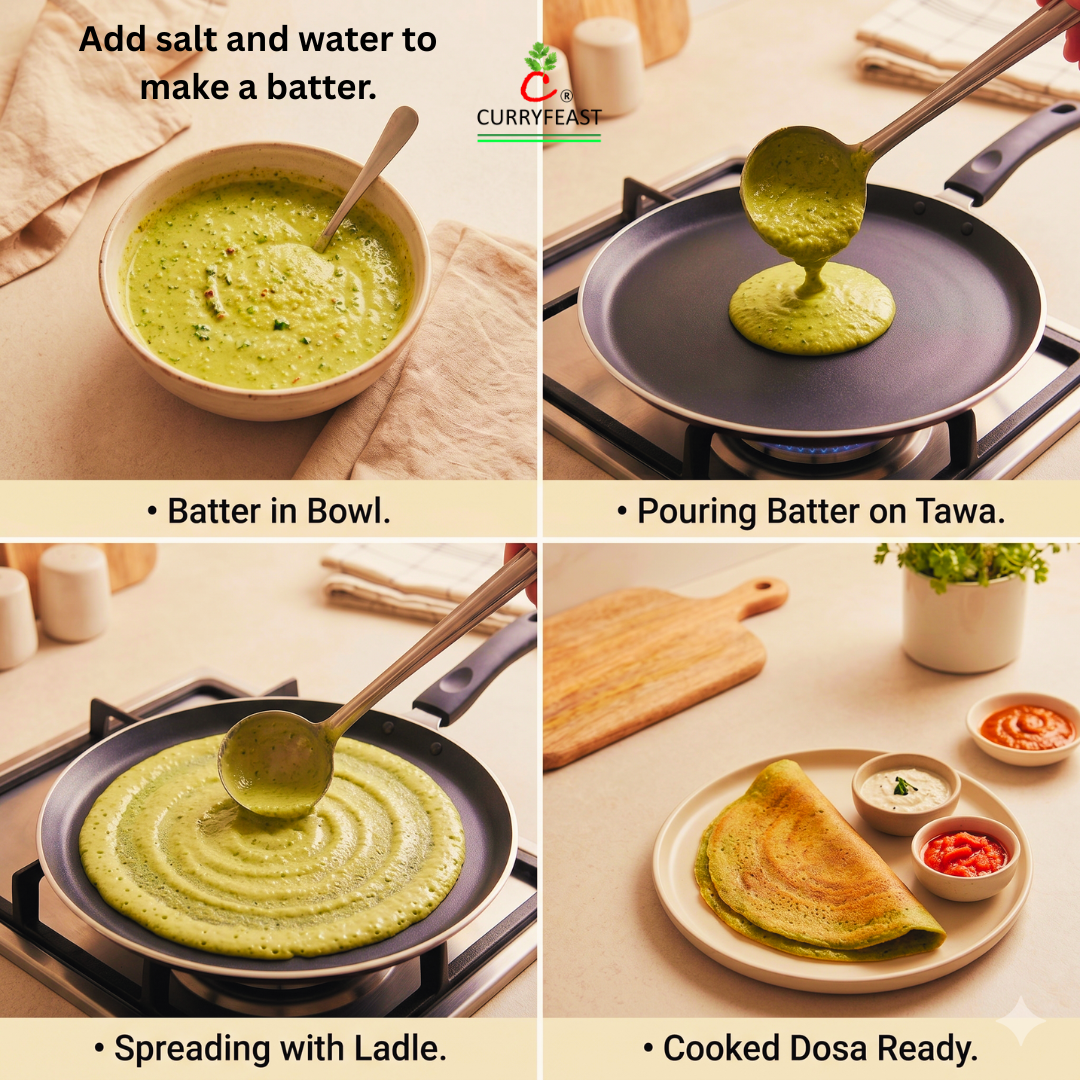 CURRYFEAST Sprouted Green Moong Flour / Instant Chilla Flour / INR 250