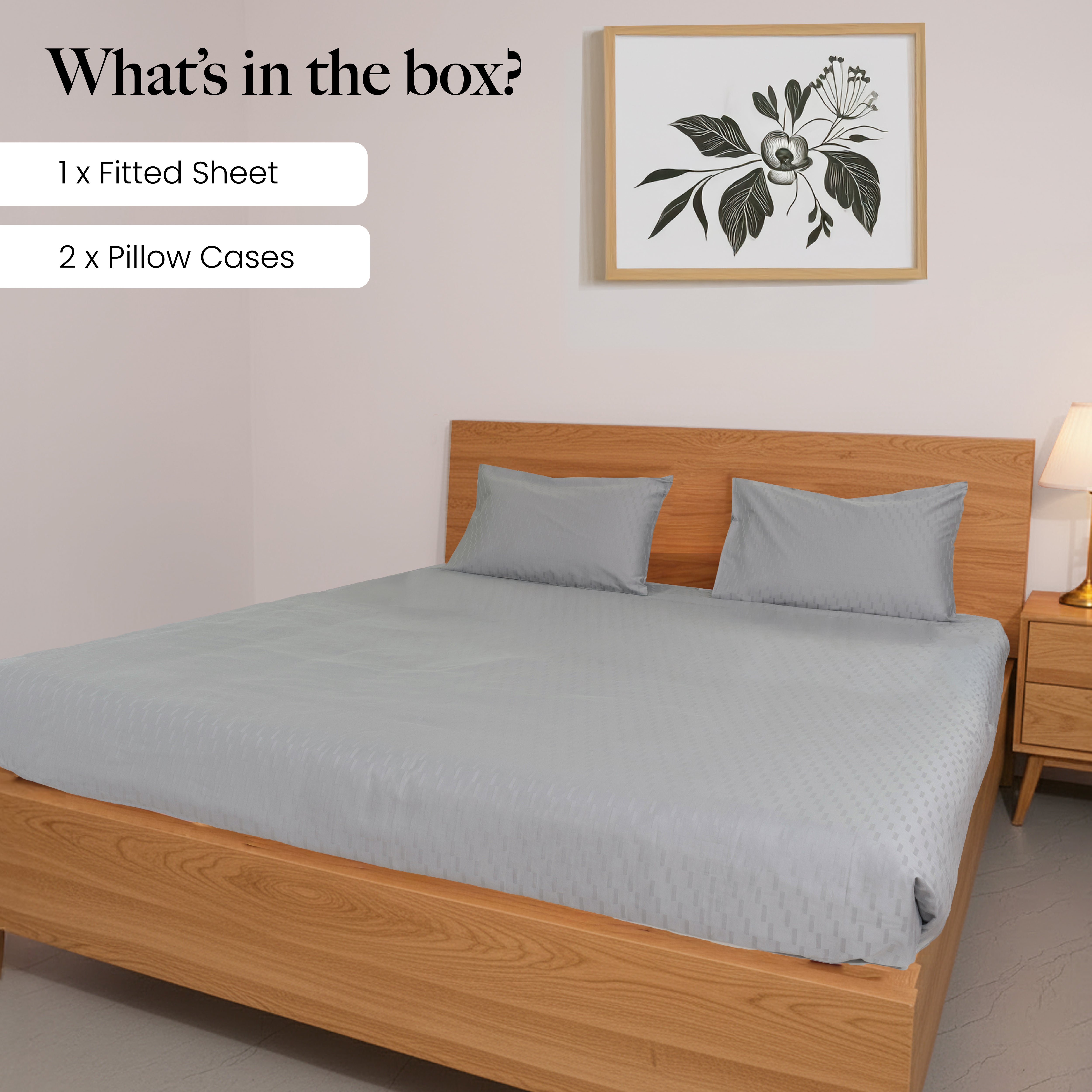 Oyvu 300 TC, 100% Cotton Step Design Bedsheet Set & Duvet Cover