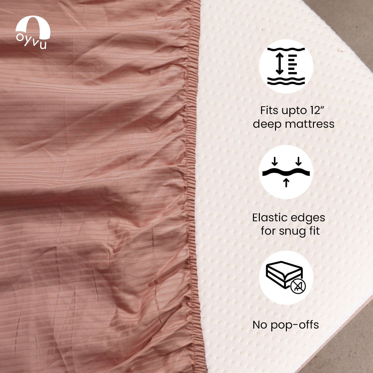 Rose Tan, 300TC, Stripes Bedsheet Set