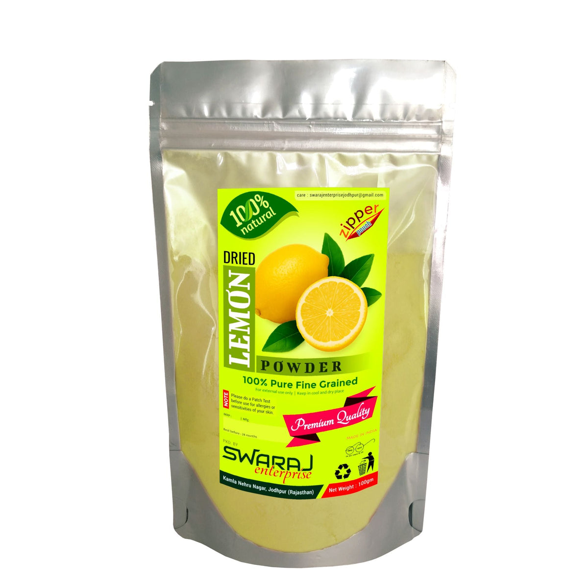 SwarajKart Dried Lemon Powder (100gm Zipper SUP Pouch)