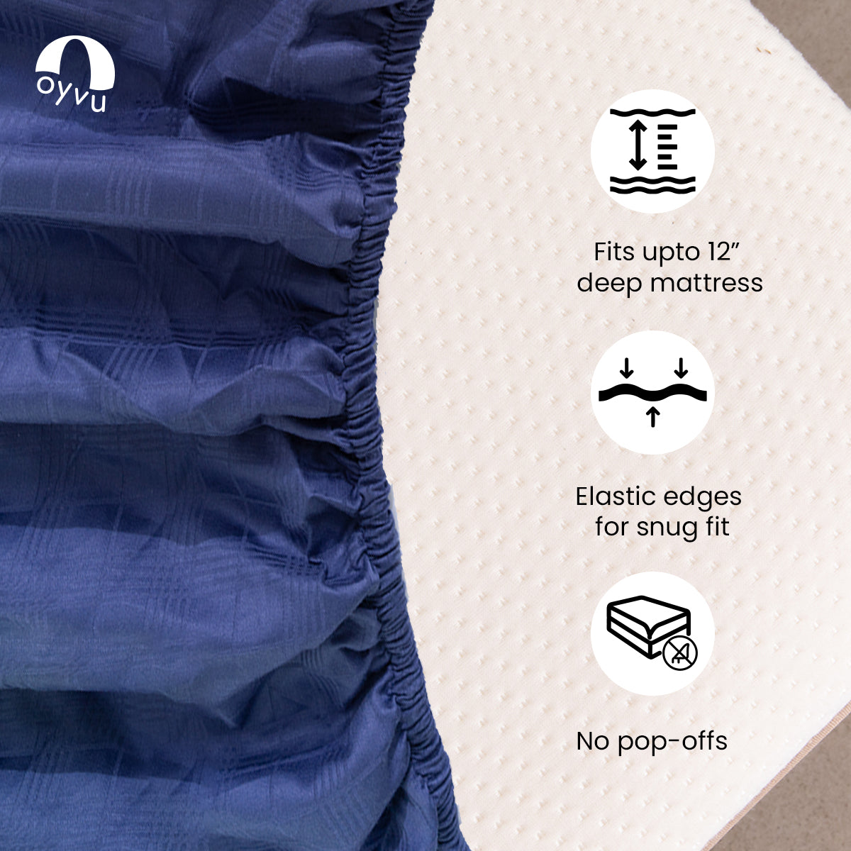 Skipper's Blue, 300TC, Window Pane Bedsheet Set