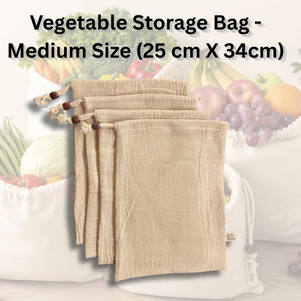 Eco-life Vegetable Storage Cotton Bag - Pack of 10 Bags
