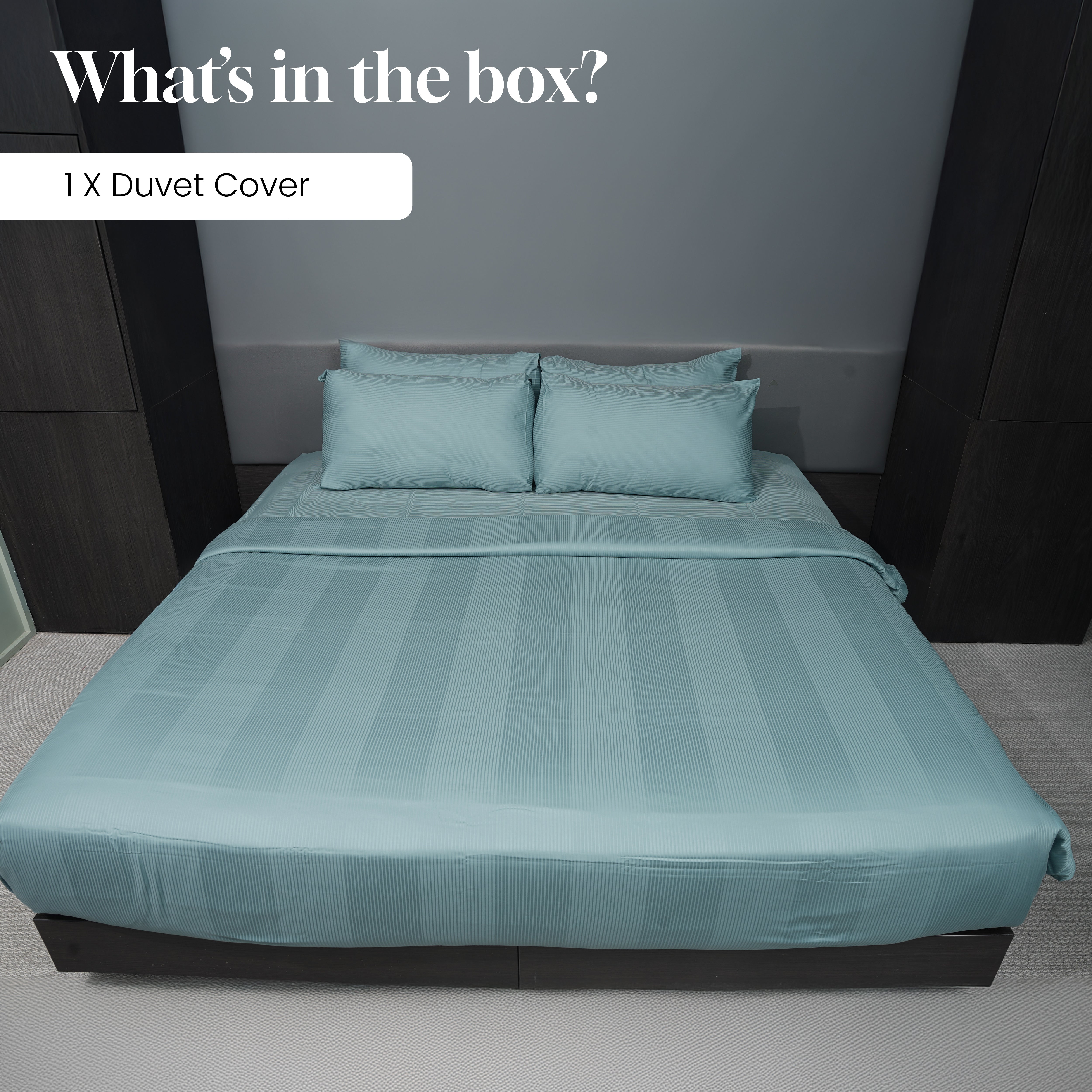 Smoke Blue, 300TC, Stripes Bedsheet Set