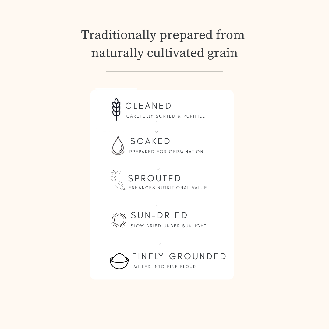 Curryfeast Sprouted Ragi Flour – Gluten Free Finger Millet Flour, High Calcium & Fiber Rich, Traditionally Prepared Nachni Satva, 500g