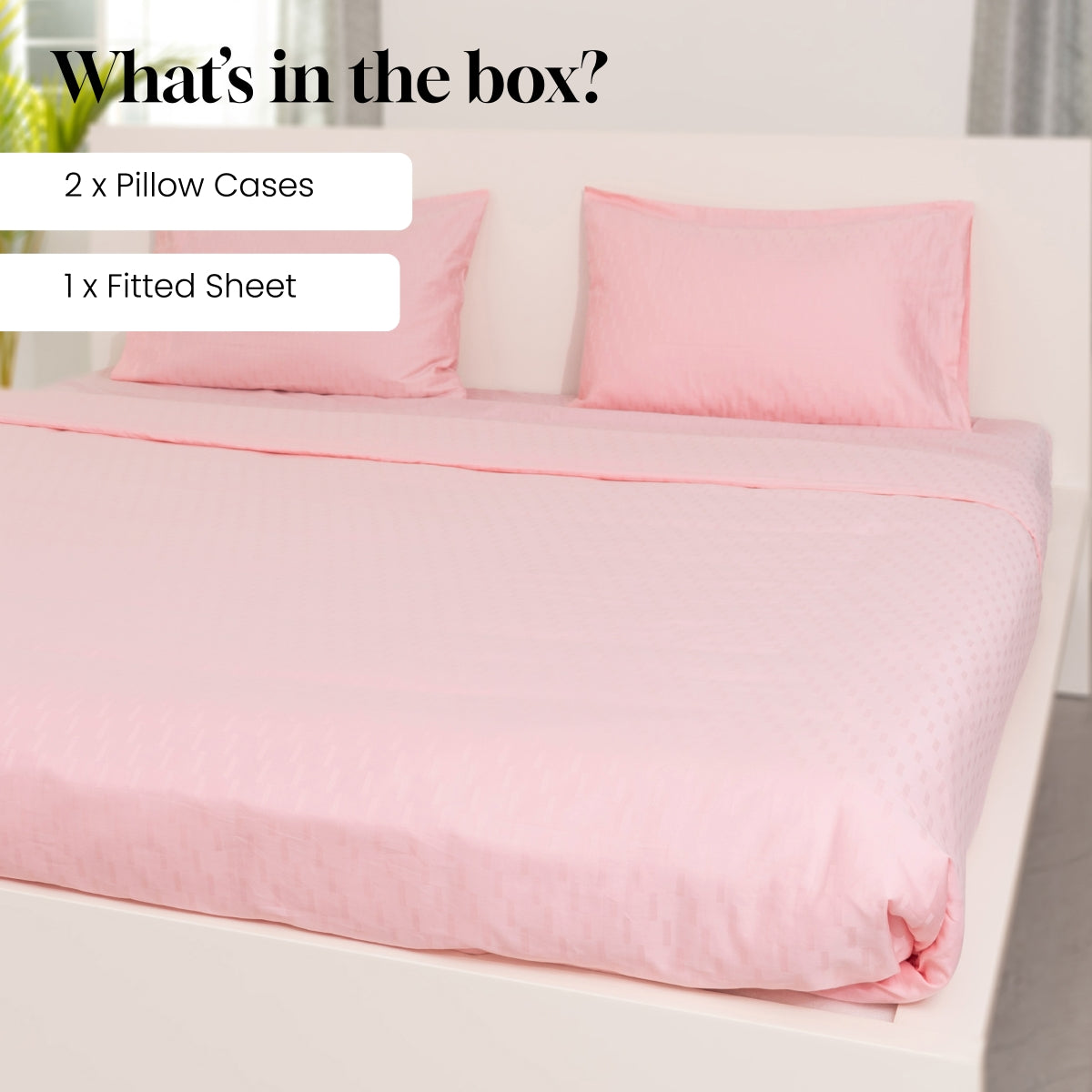 Strawberry Cream, 300TC, Step Design Bedsheet Set
