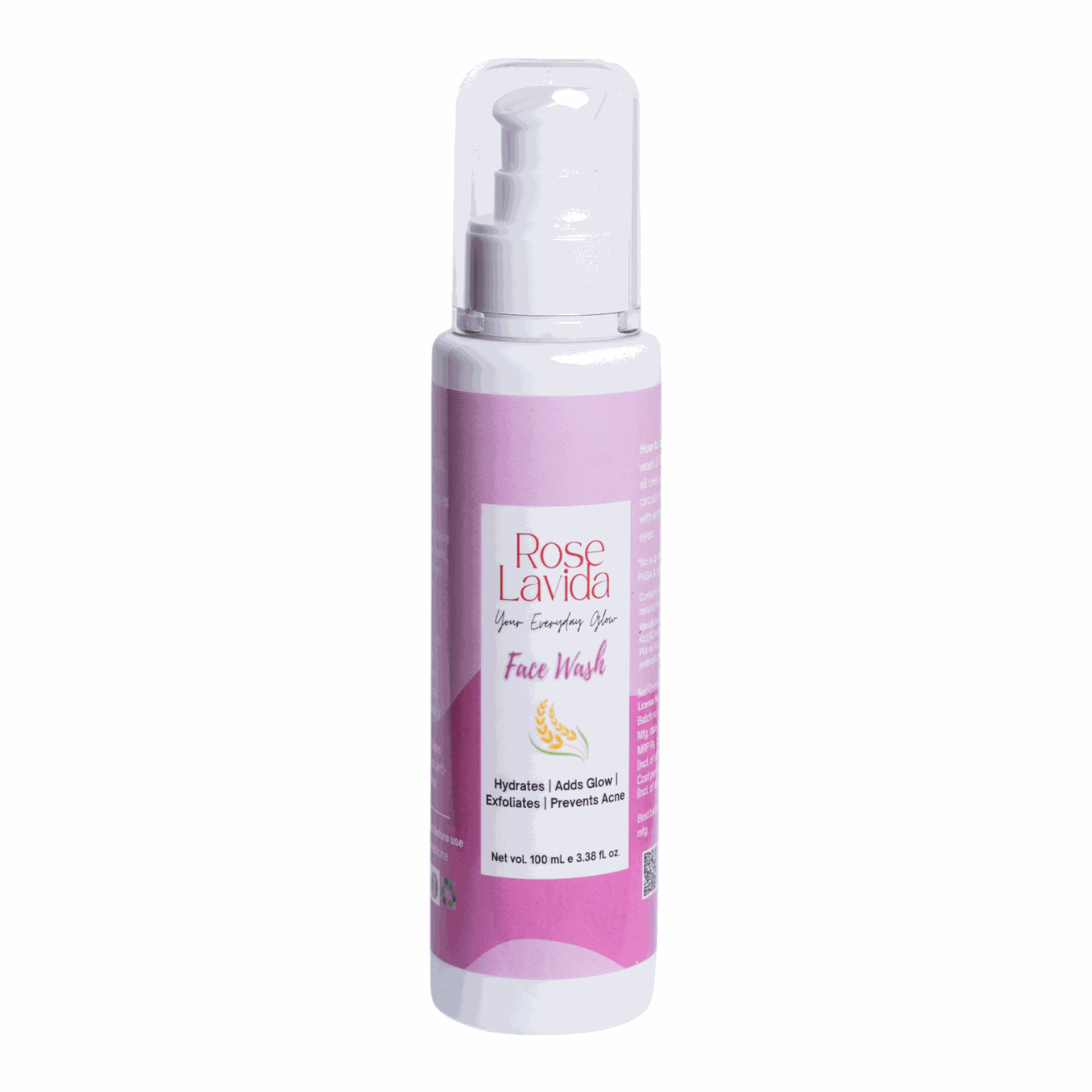 Rose Lavida Rice Aloe Radiance Cleanser | Gentle & Non-drying | For All Skin Types | Sulfate & Paraben Free
